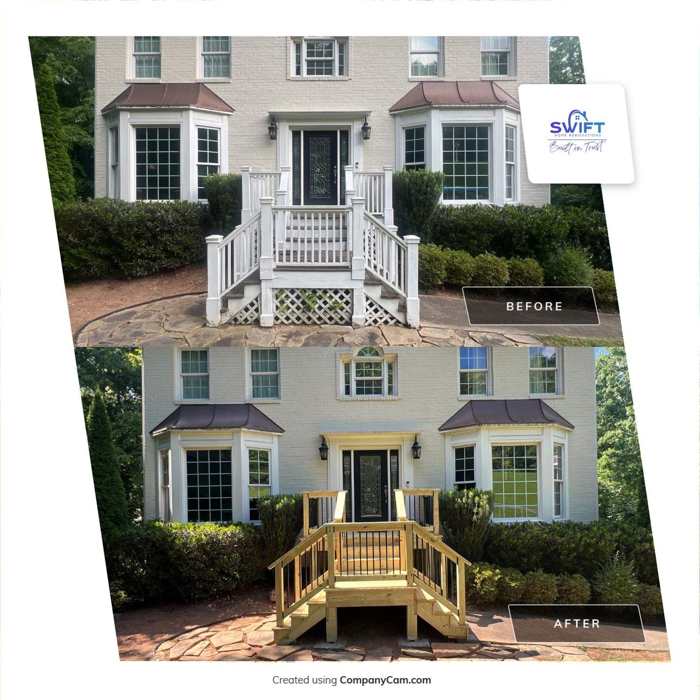 Custom Natural Wood Entryway Deck Replacement in Acworth, Georgia by Swift Home Renovations