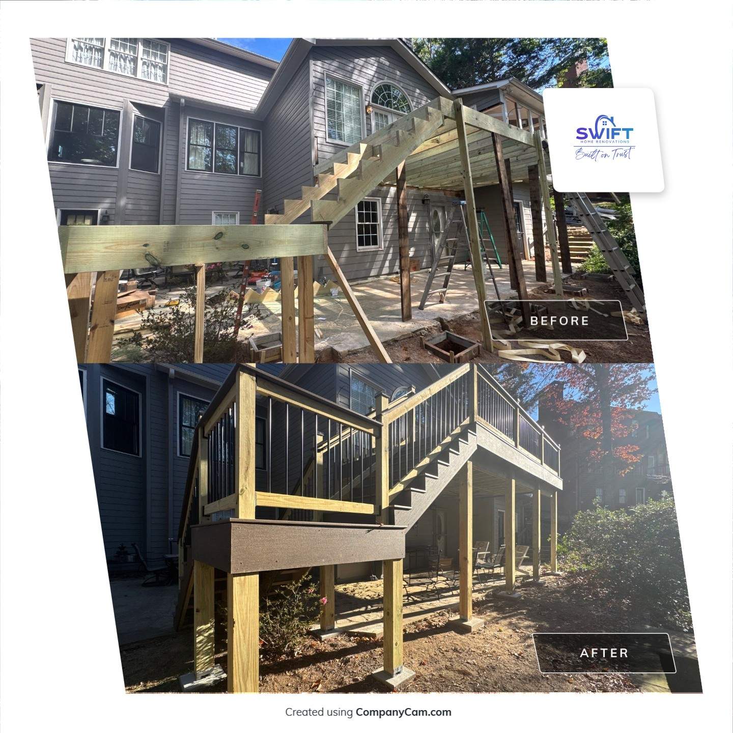 Custom Multi-Level Composite Deck and Sunroom Addition in Suwanee by Swift Home Renovations 