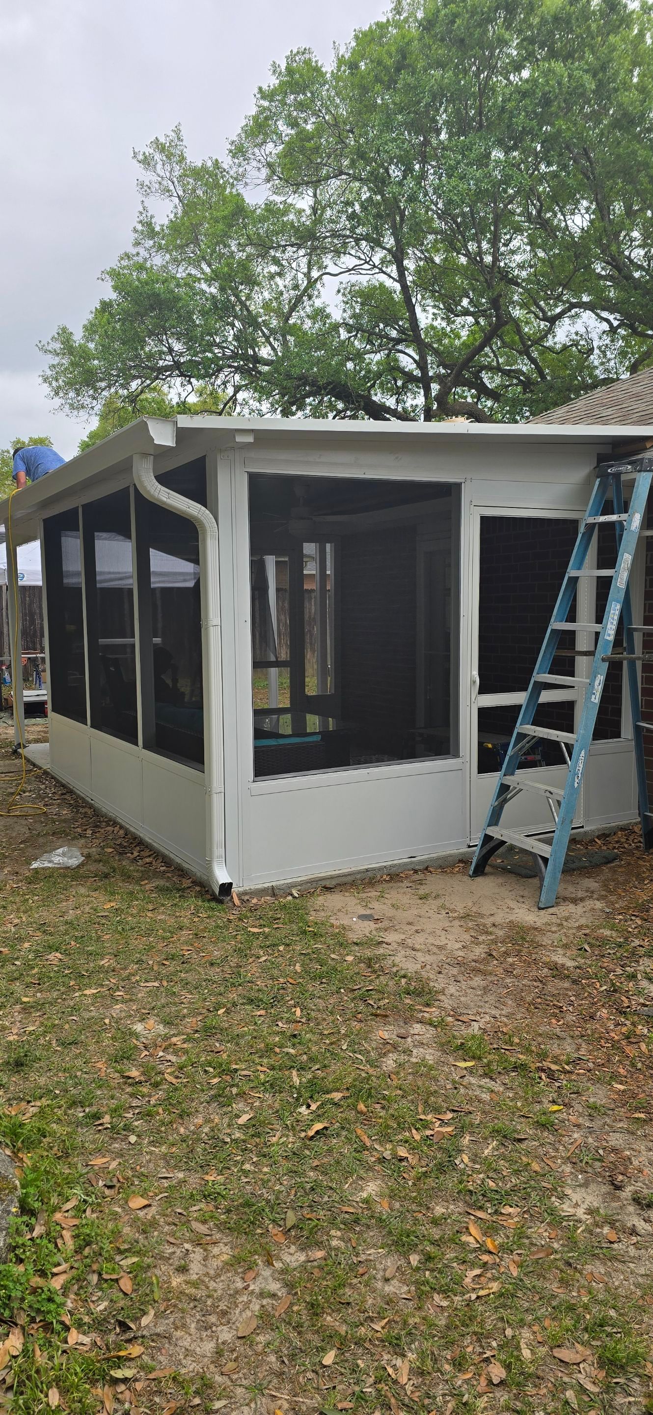 Screen Room w/Adjacent Patio Cover by Titan Sunrooms