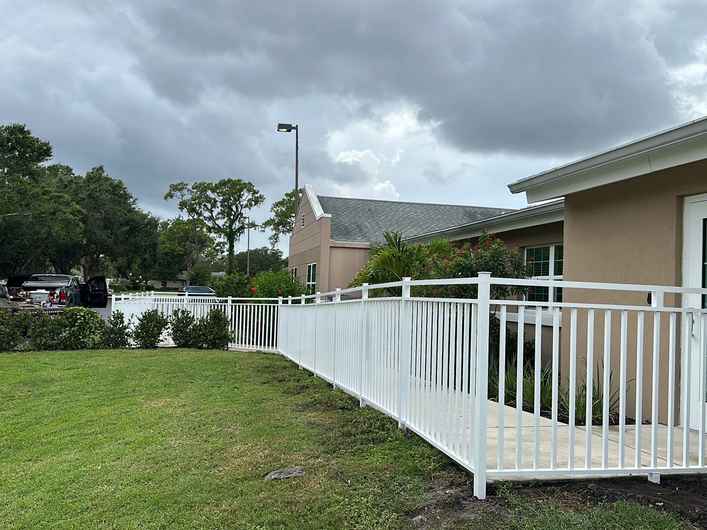 Aluminum Fence Installation using White 3 Rail Aluminum Fence  by Asap fence and gates, LLC