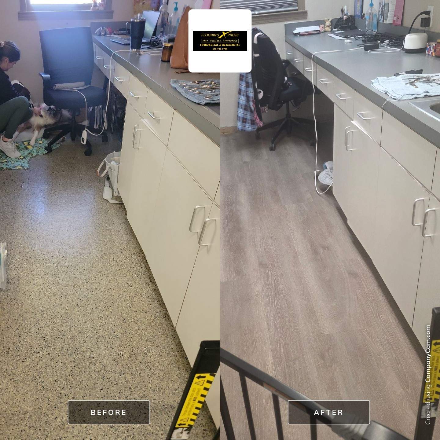 Commercial Vinyl Plank Flooring Installation at Dunwoody Veterinary Clinic by Flooring Xpress CO 