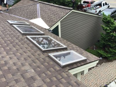 Velux Skylights, GAF Roofing, Front Porch Overhang