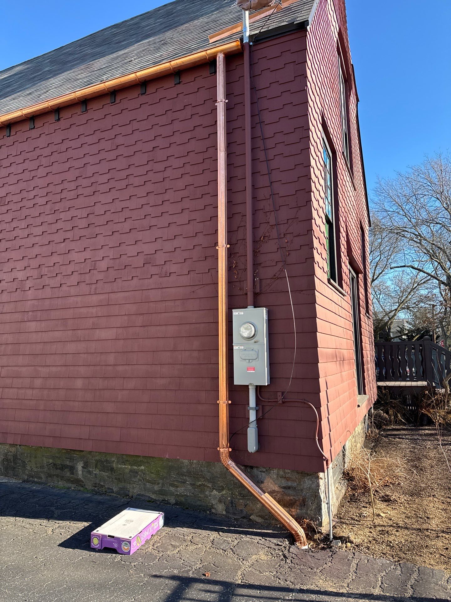 Gutter Installation using 6" Half Round Copper Gutter in Cambridge by Gutter Pro Enterprises