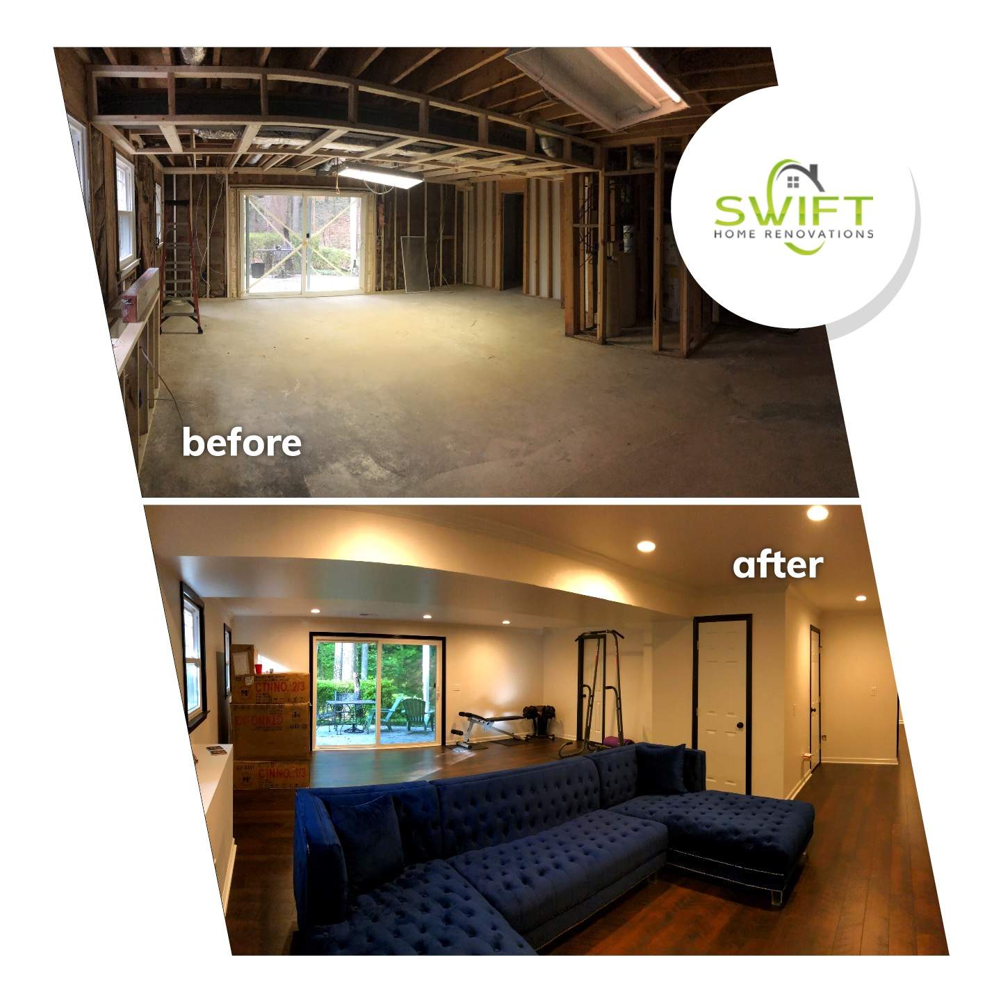 Full Basement Remodeling and Bathroom Installation in Marietta by Swift Home Renovations