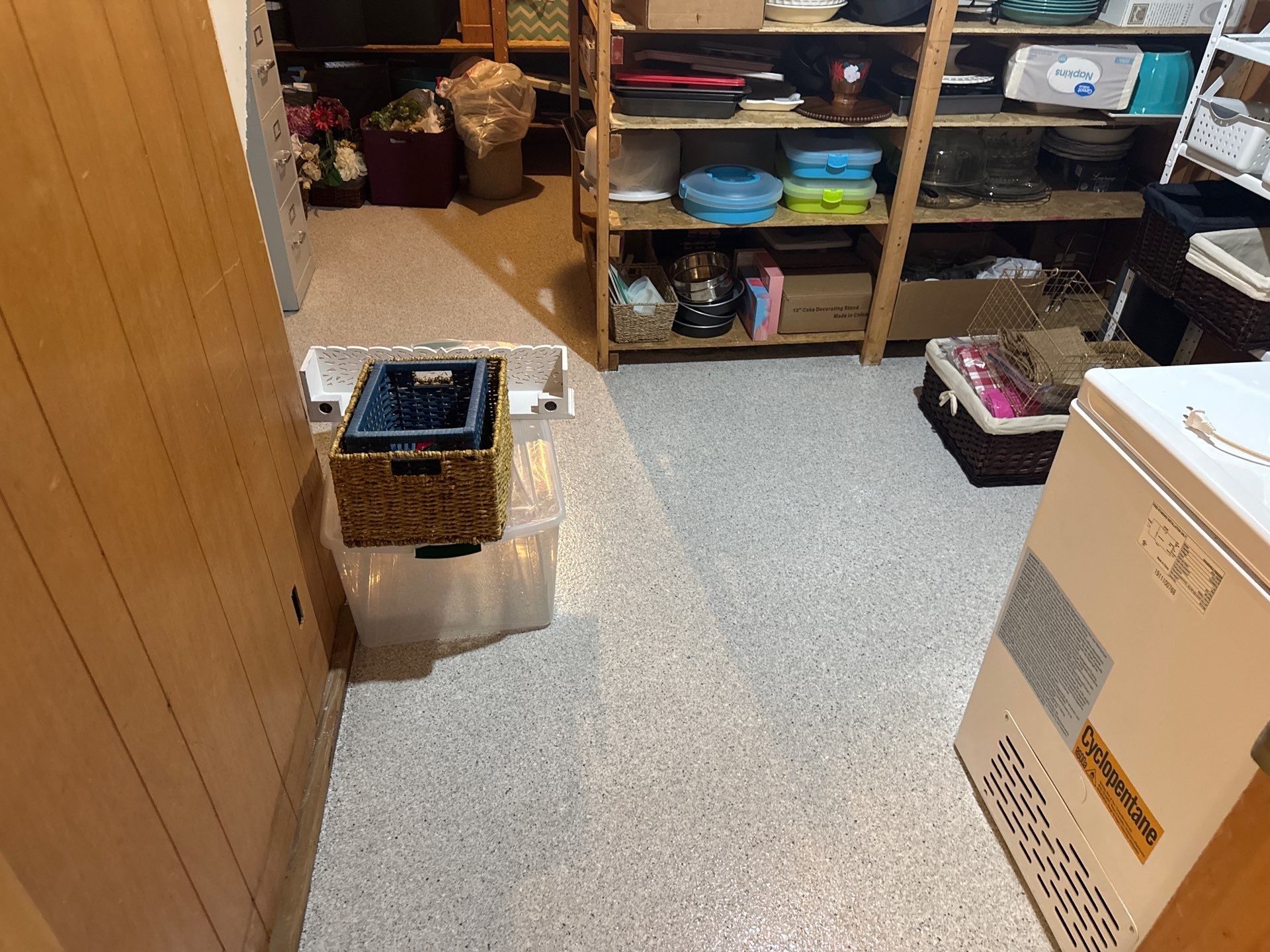 Basement Epoxy Flake Floor Installation and Surface Repair in Montague by Gordon Painting