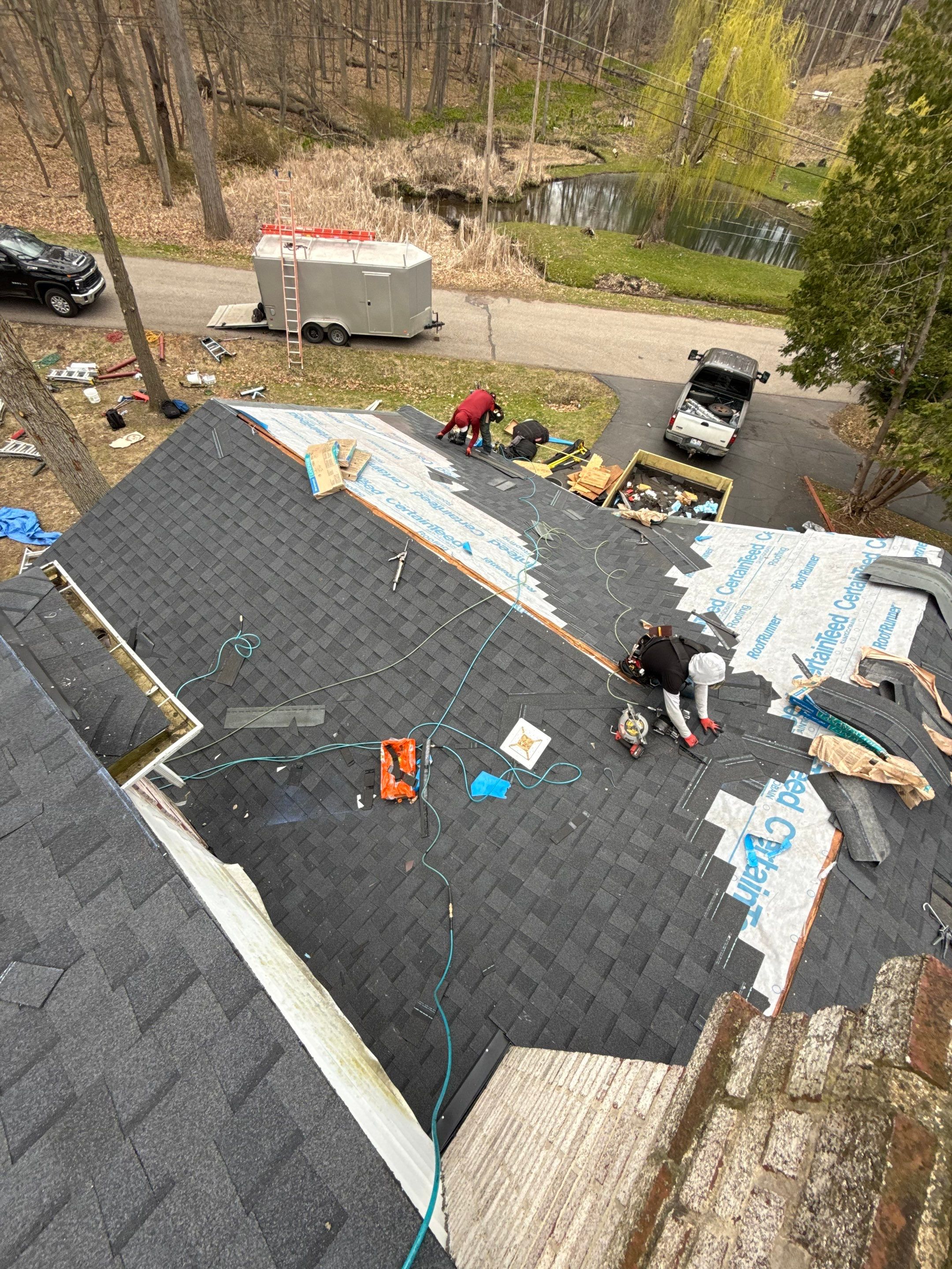 Roof Replacement using CertainTeed Landmark Moire Black by 180 Contractors