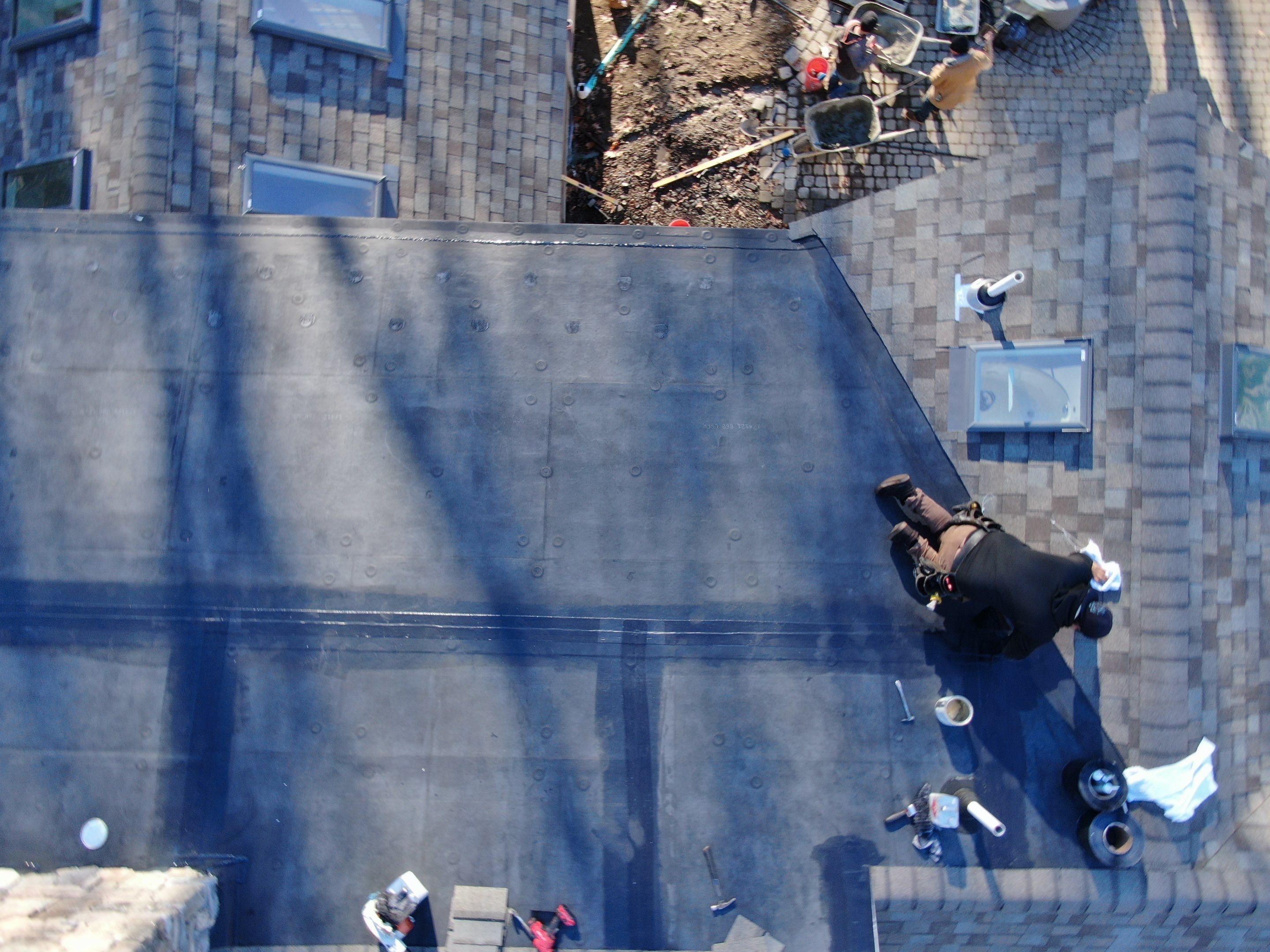 Complete House & Barn Roof with 13 Skylight Reflashing + EPDM Repairs by Mighty Dog Roofing of Greater Middlesex County