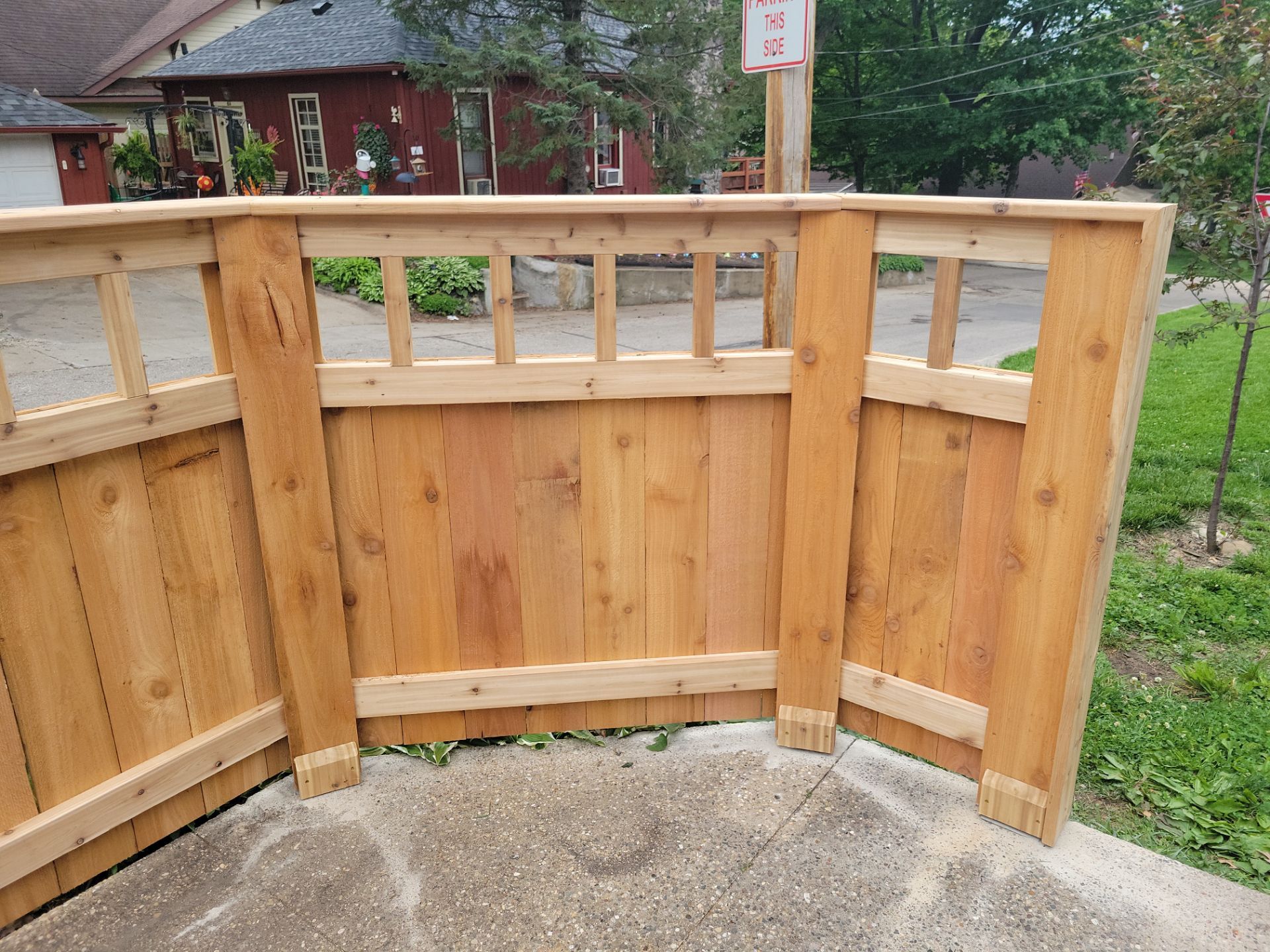 Custom Cedar Patio Fence in Waterloo by Perfect Picket Fence and Stain