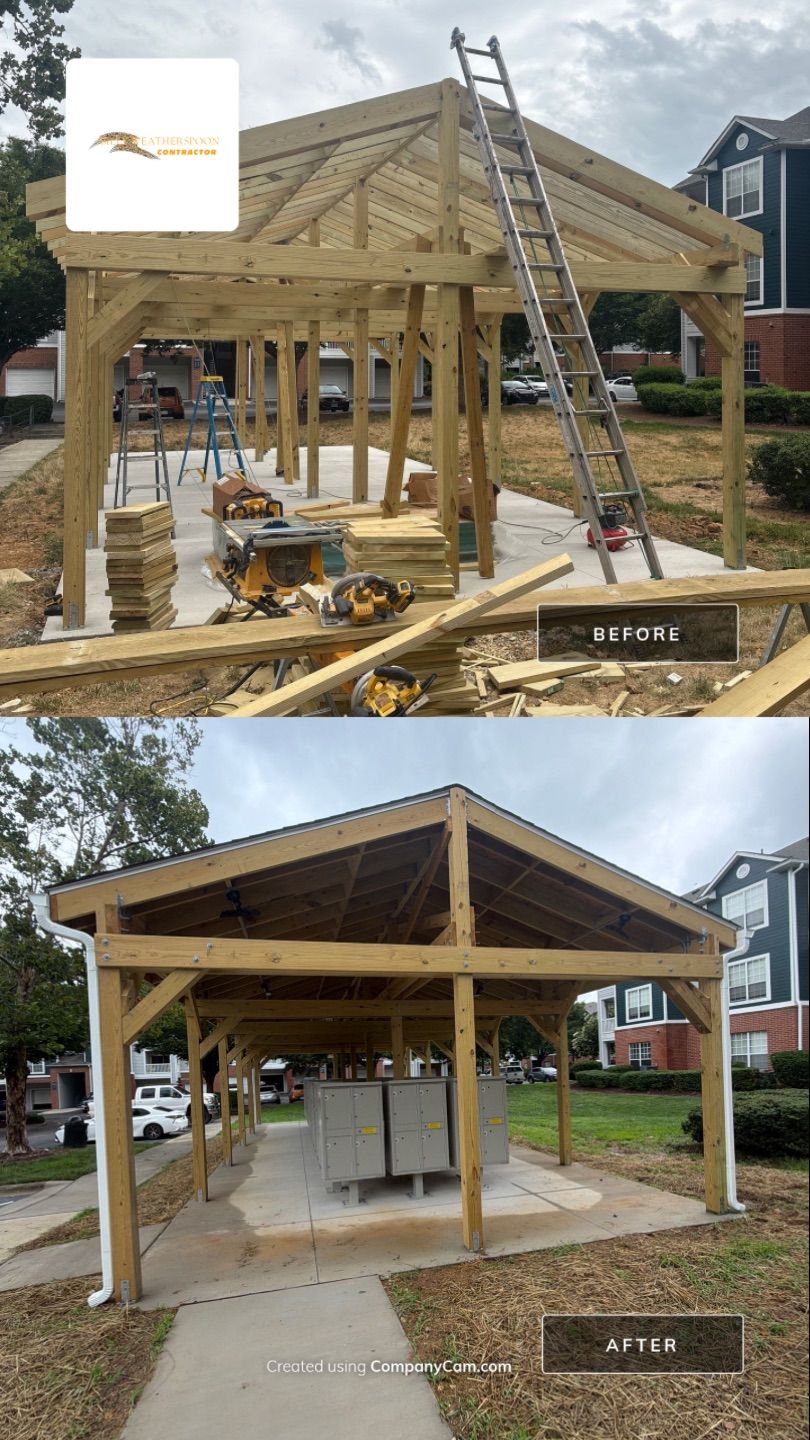 Custom Timber Frame Pavilion for Cluster Mailbox Units in Raleigh by Billy Weatherspoon Contractor