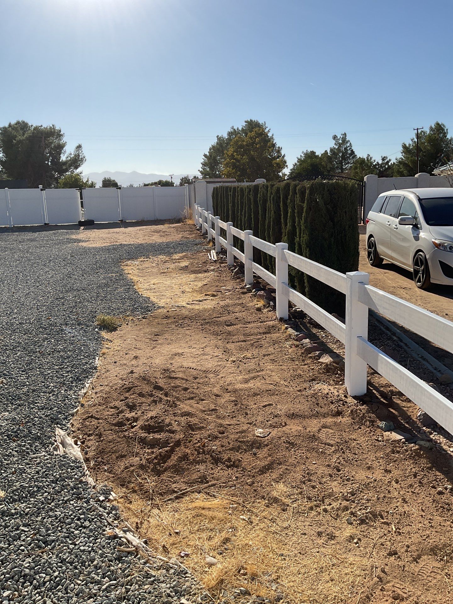 Fence Installation using Ranch Style Vinyl by Fence Guys Inc. 