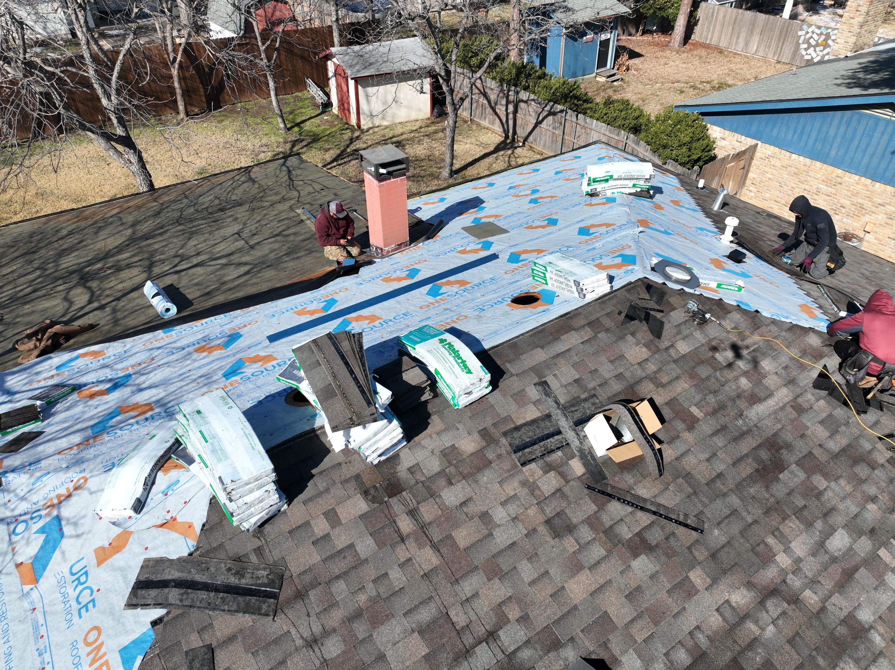 Residential Roofing Installation using Malarkey Highlander Natural Wood by OneSource Roofing and Restoration