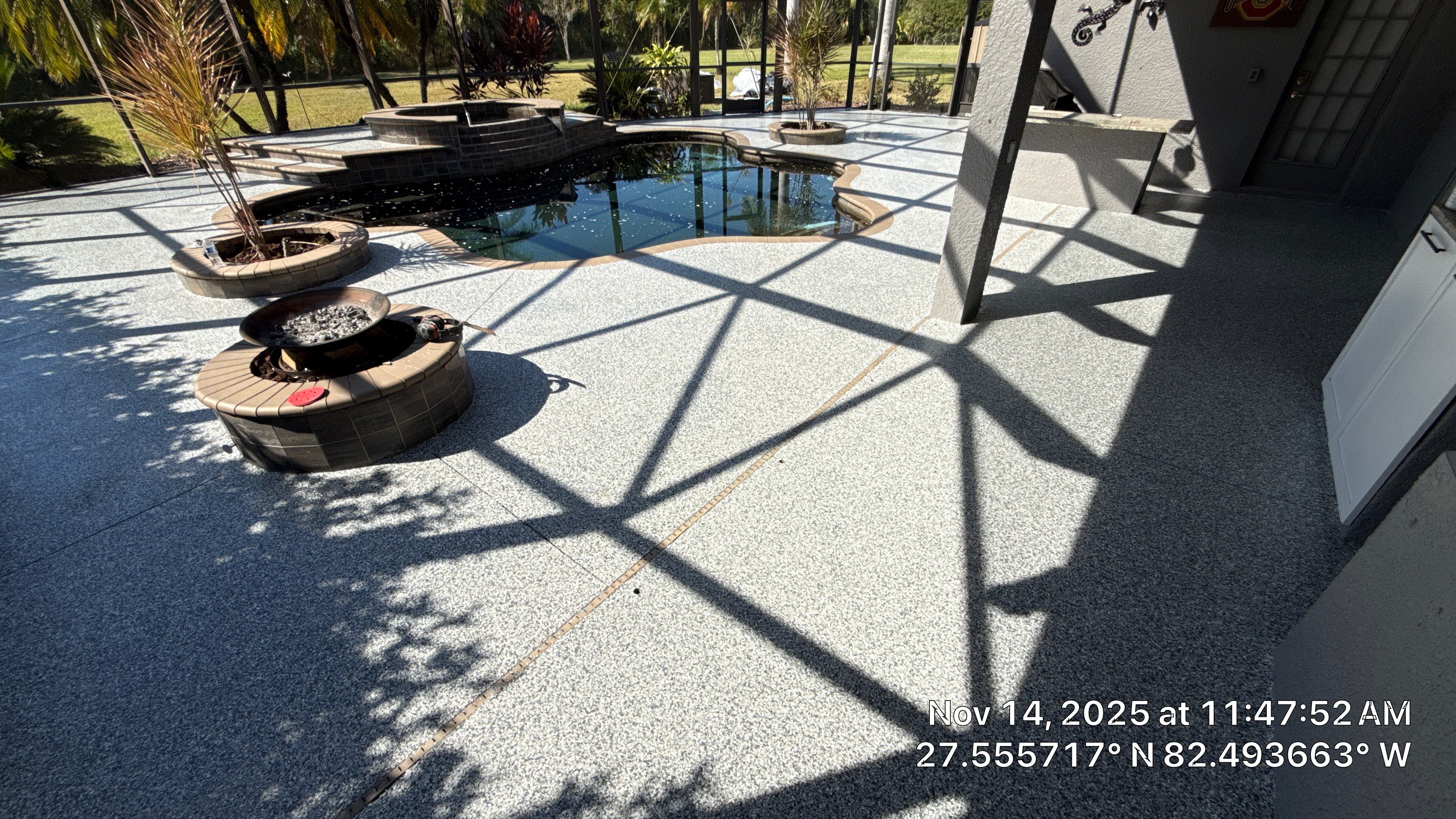Total Pool Deck Transformation: 'Gravel' Flake System for Safety & Style by Performance Floors & Coating