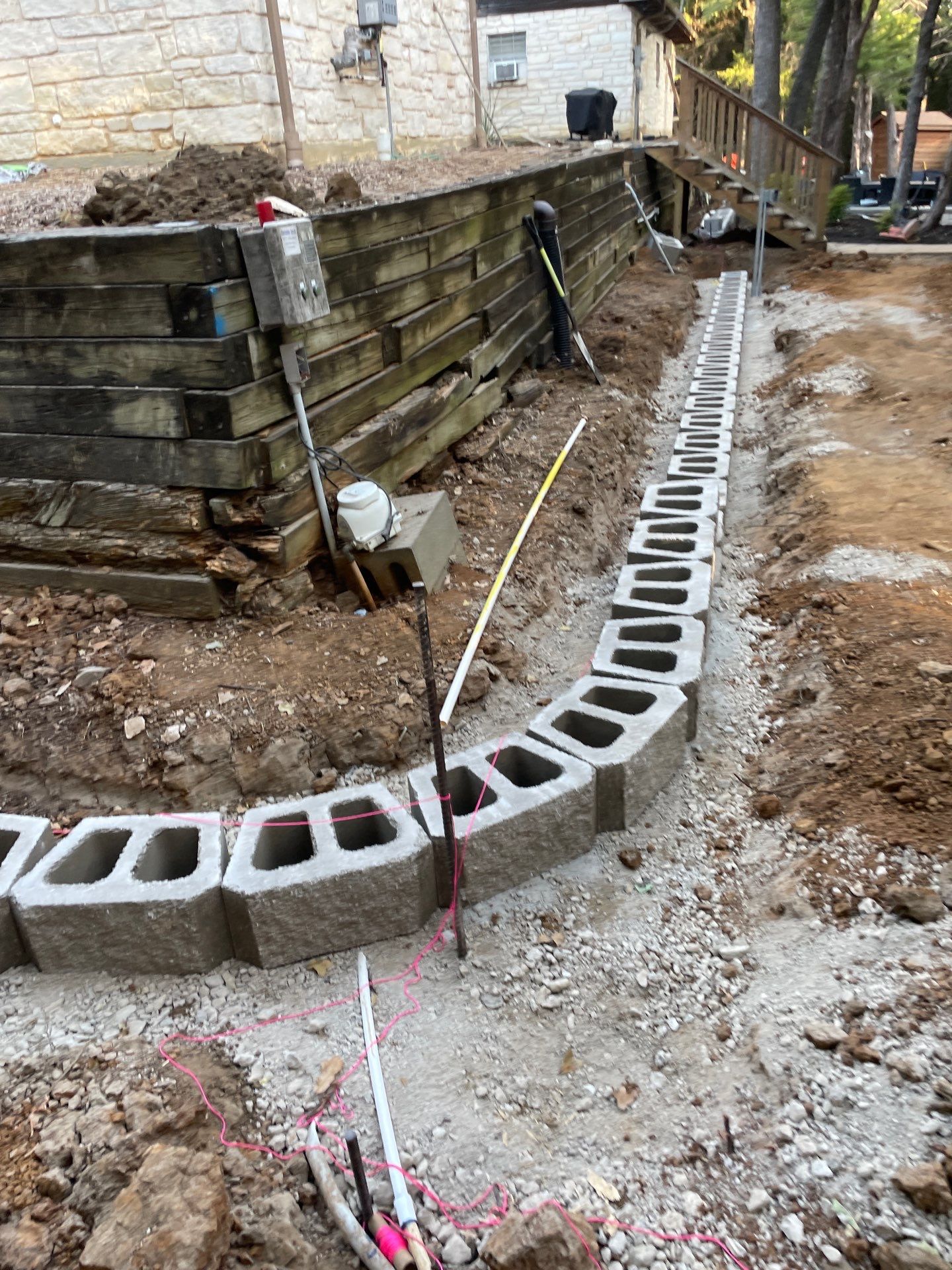 In Progress Retaining Wall Project by Peterson’s