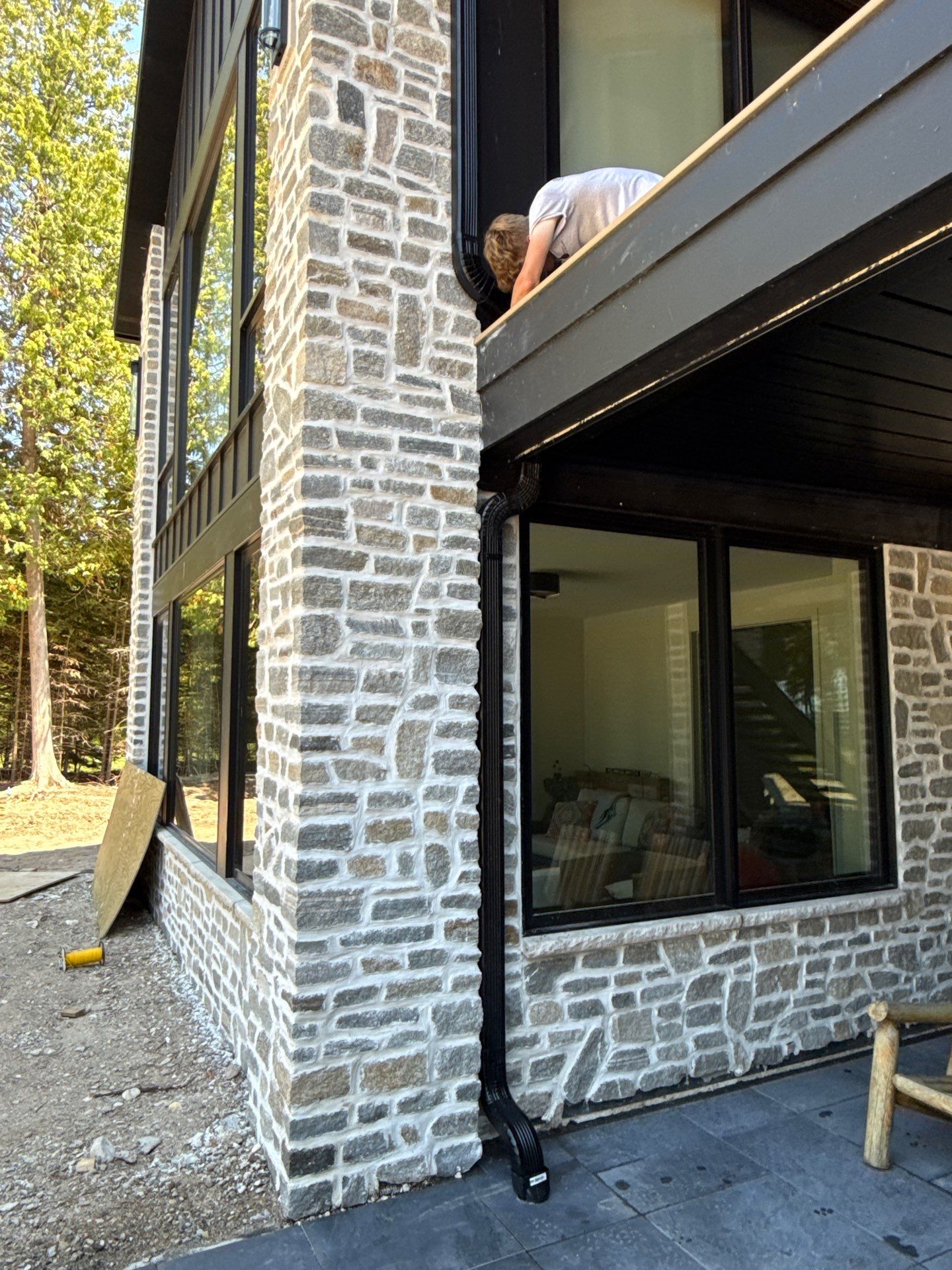 Gutter and Drainage System Installation for Modern Residential Build by Rainbow Seamless Systems