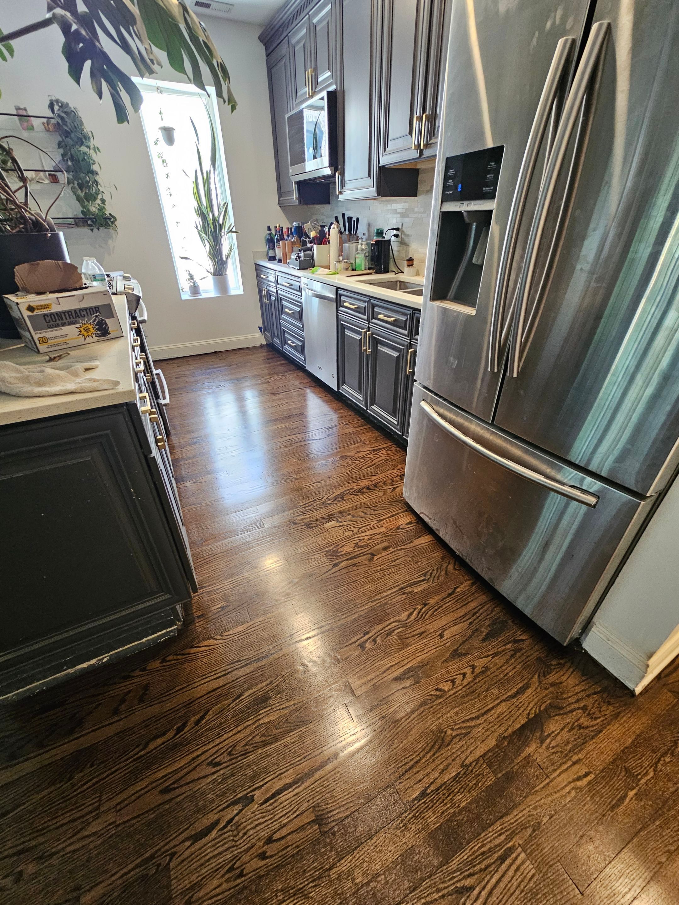 Residential Hardwood Floor Sand and Finish with Dark Stain in Chicago by Floor Coverings International of Chicago North Side
