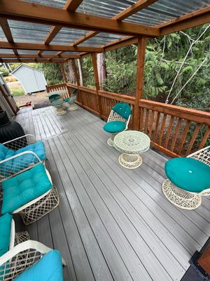 Covered Composite Deck with Translucent Pergola Roof in Port Orchard