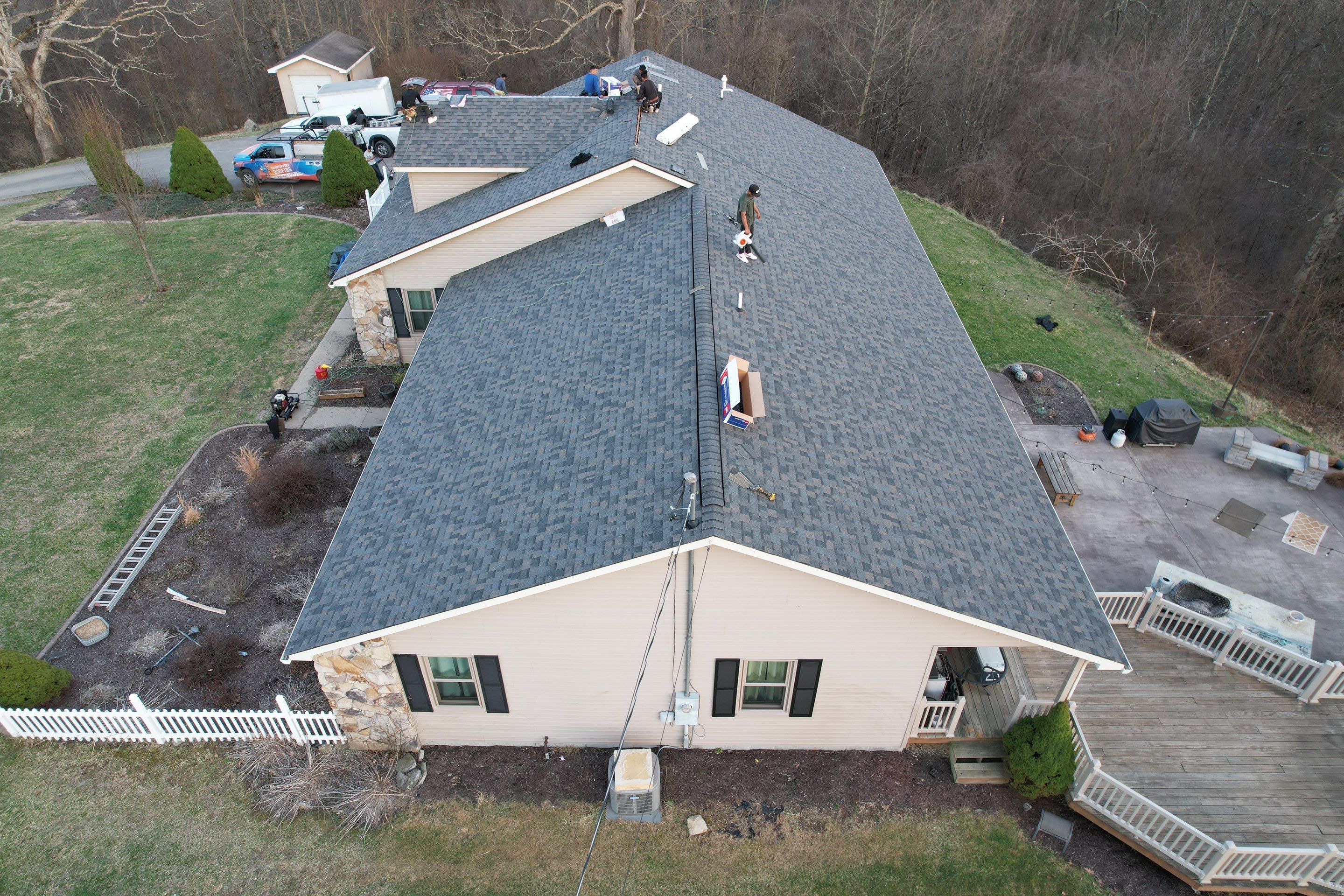 Residential Roofing Installation using GAF Timberline HDZ Charcoal by Rainstoppers Roofing