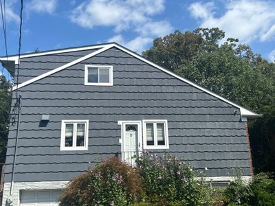 James Hardie Slate Blue Shake in Larchmont, NY