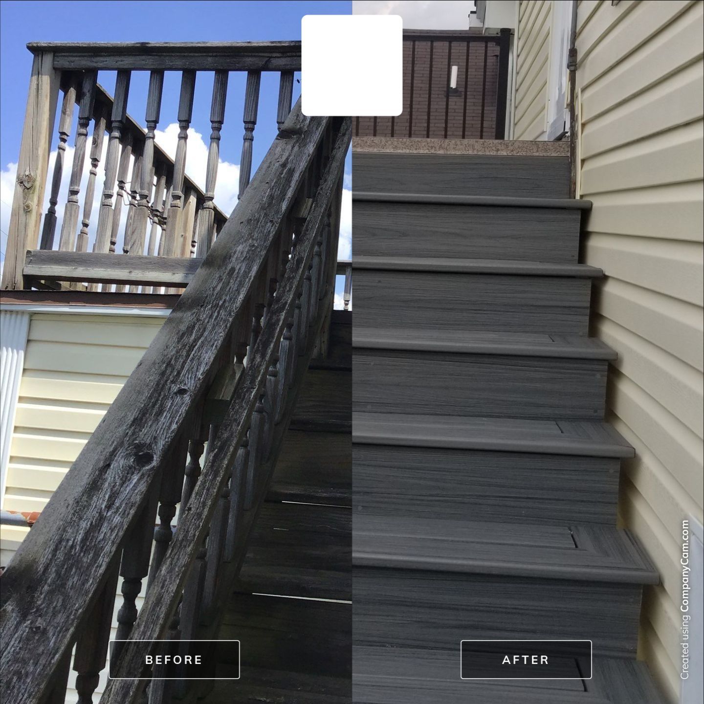 Rebuild balcony flat roofing TREX decking stairway and Railings in Wyandotte, MI by Northwest Construction 