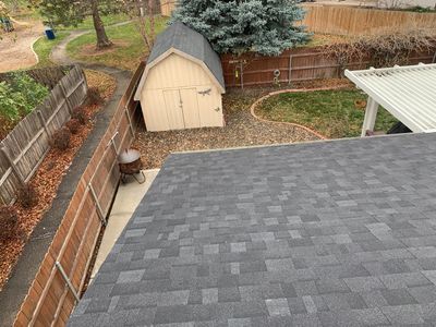 Meridian residential roofing installation using Duration shingles in Teak color.