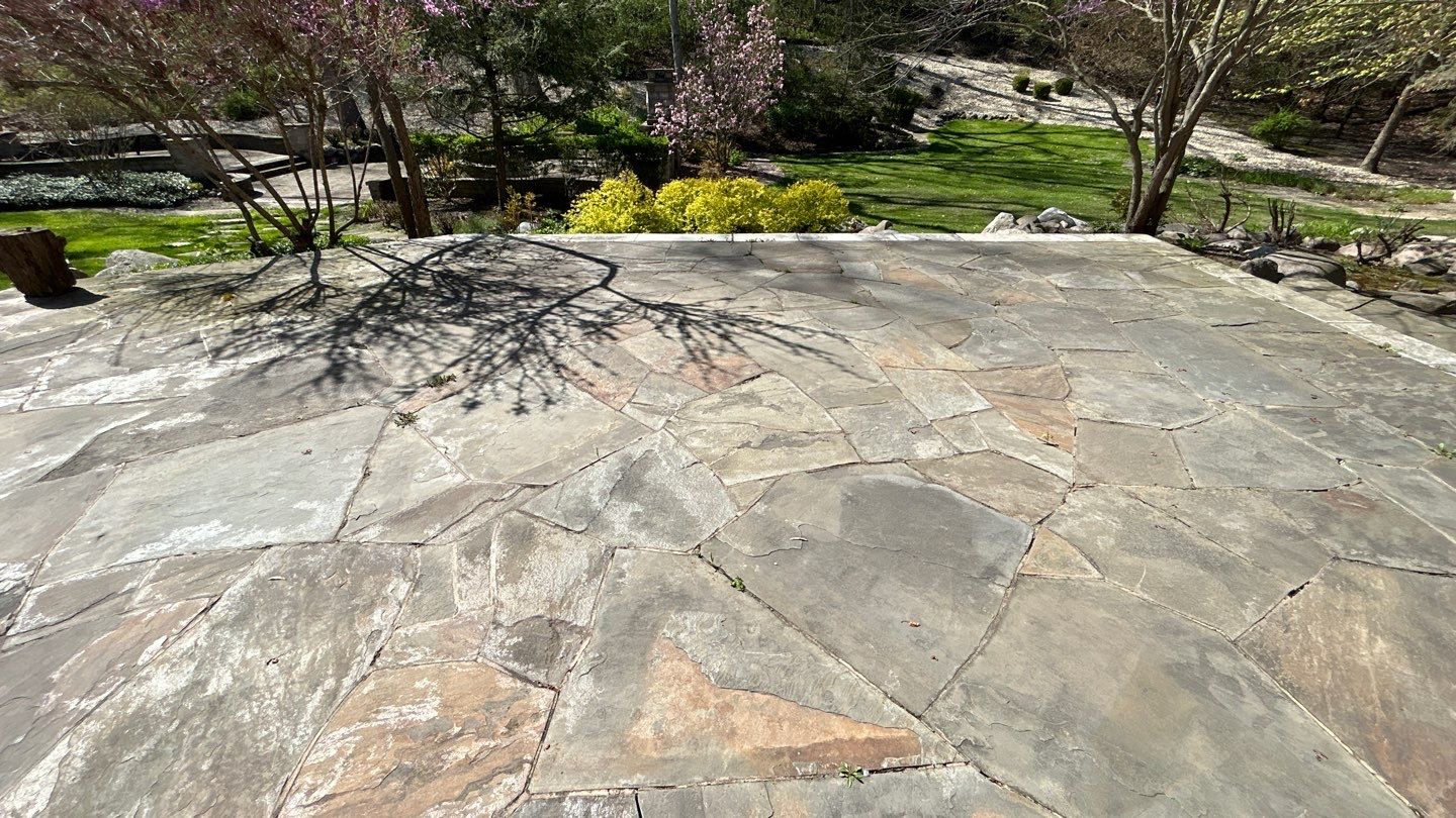 natural stone using Algaecide, soft wash soap by Northern Power Washing LLC.
