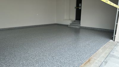 Check out how beautiful a brand new stonehenge flake floor looks