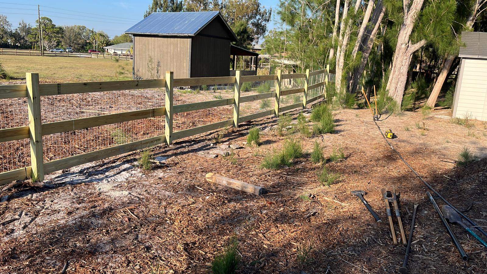 Custom Wood Farm Fence with Welded Wire Mesh in Nokomis by True Fence LLC
