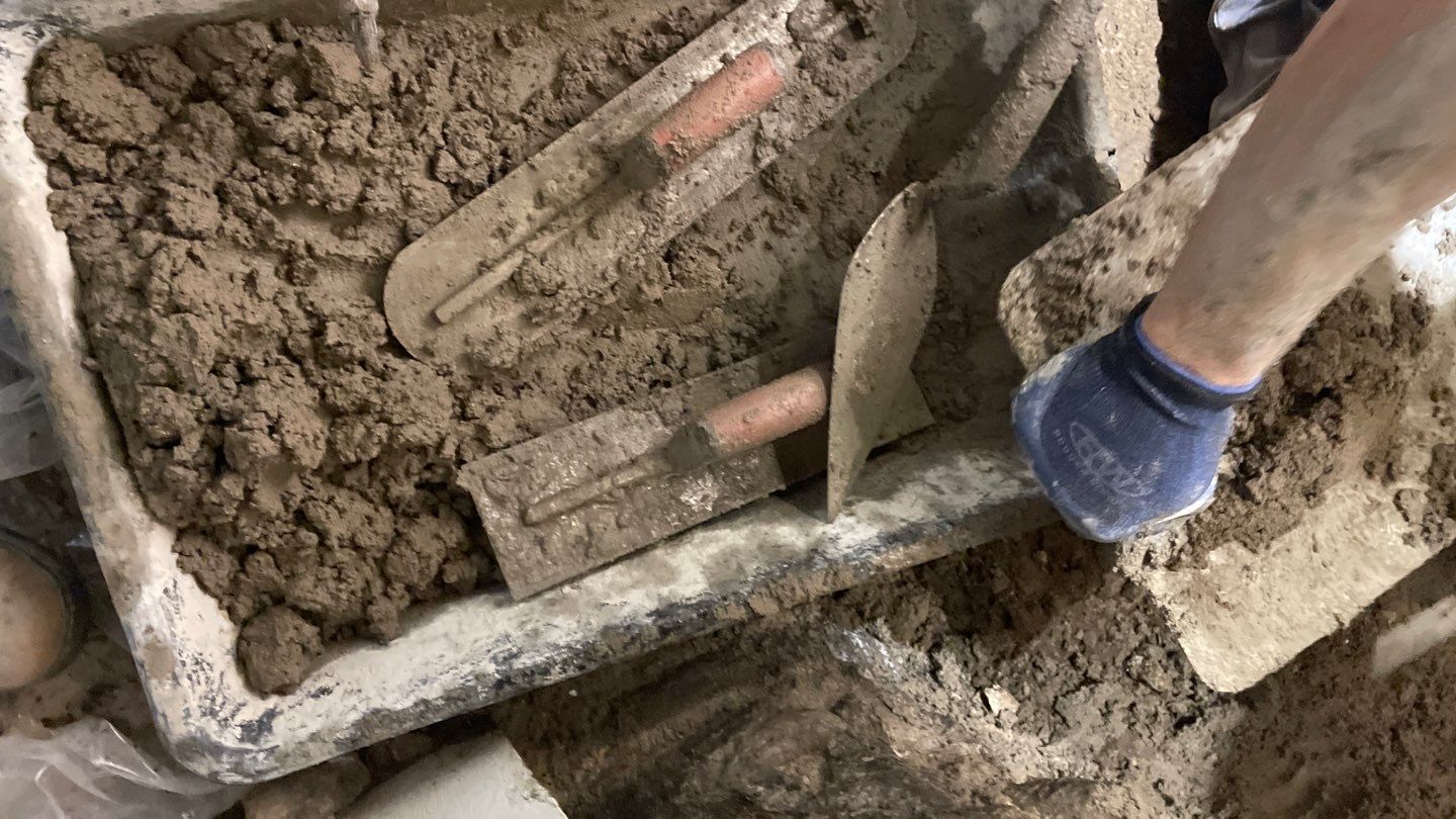 Parge Coating Drew's Stone Foundation by Waterproofing Northeast