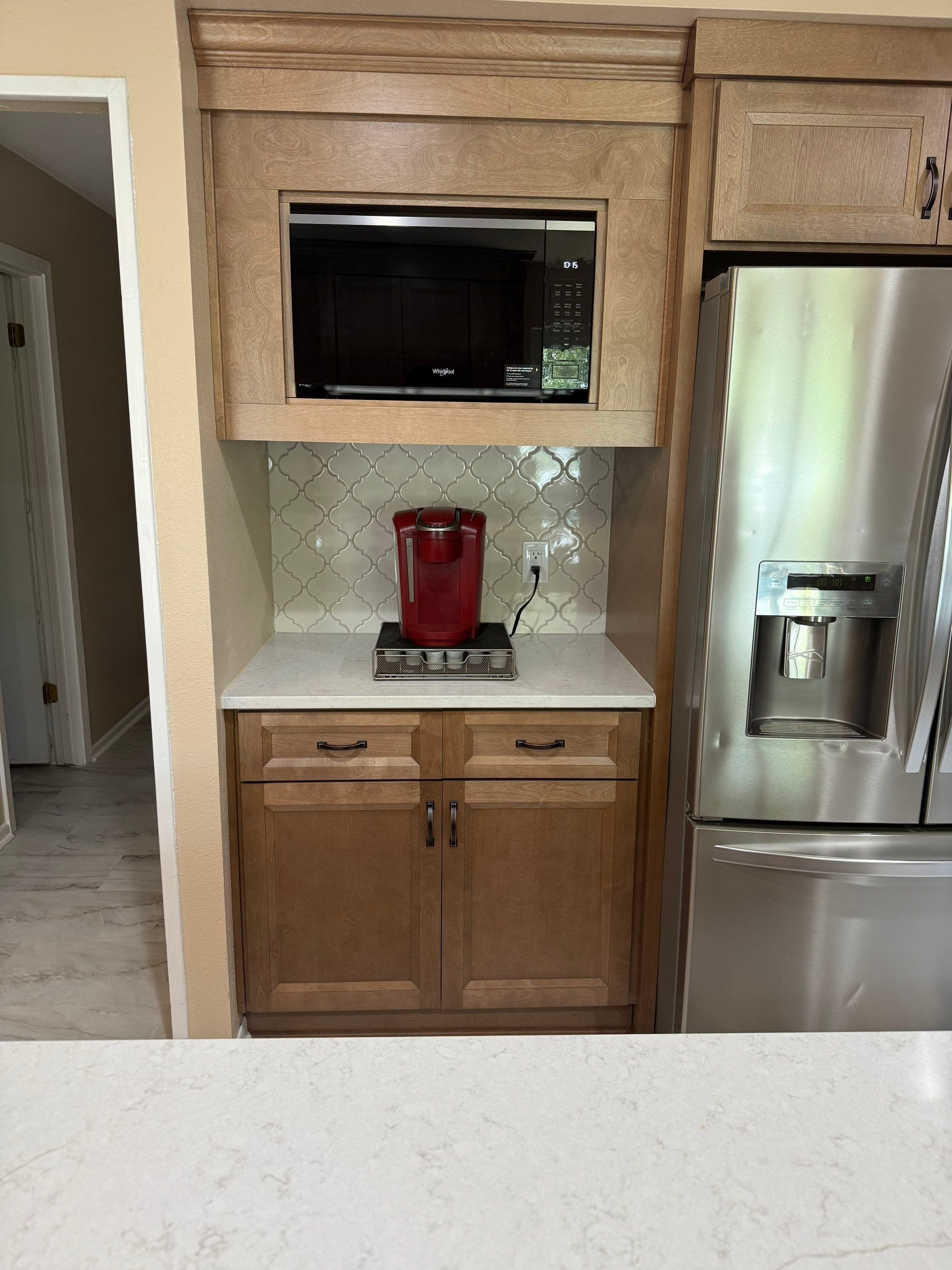 Windcrest Kitchen Remodel Peninsula to Island Before and After by Legacy Bath and Kitchen 