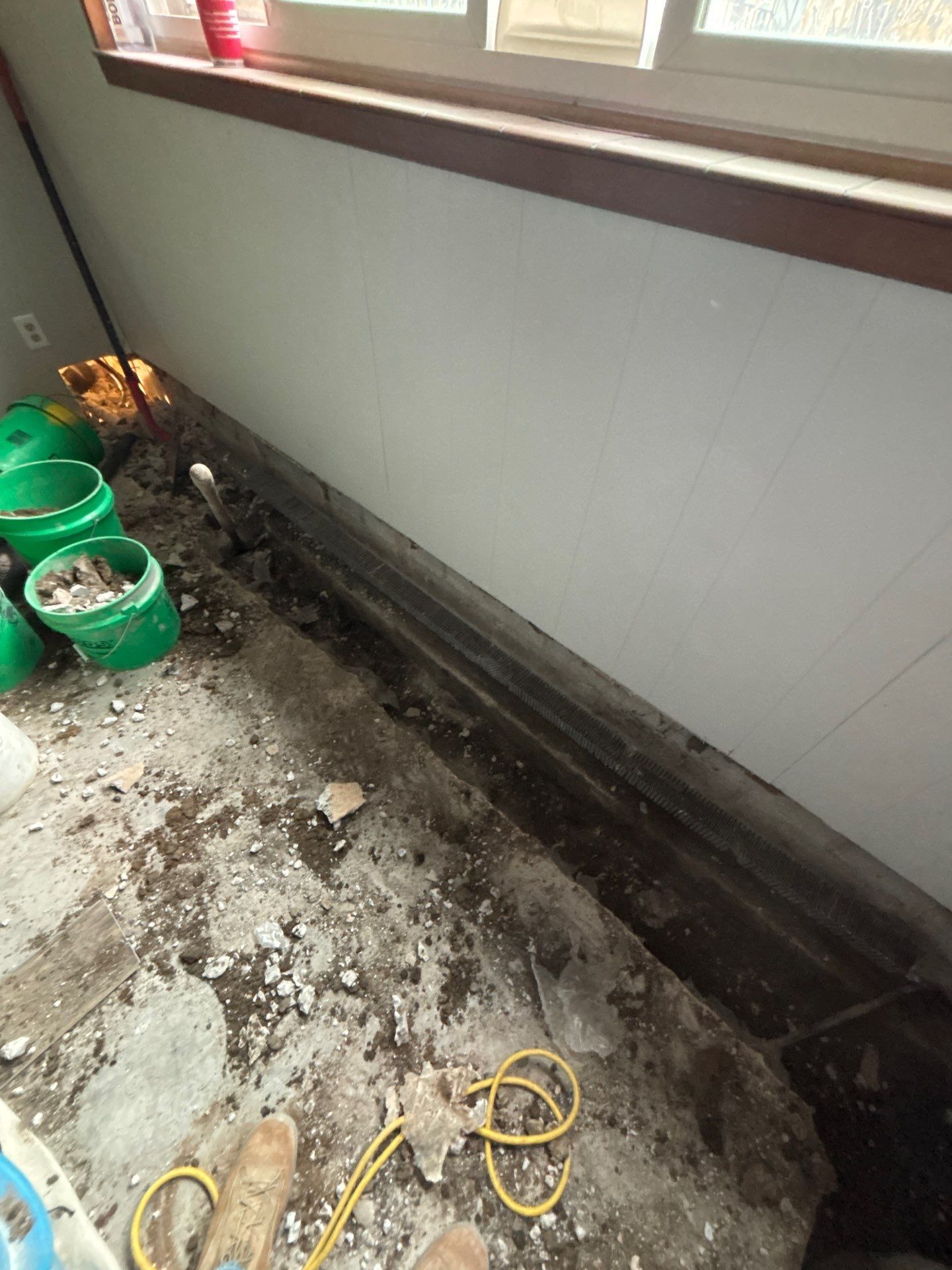 Drain tile and sump pump for George by Waterproofing Northeast