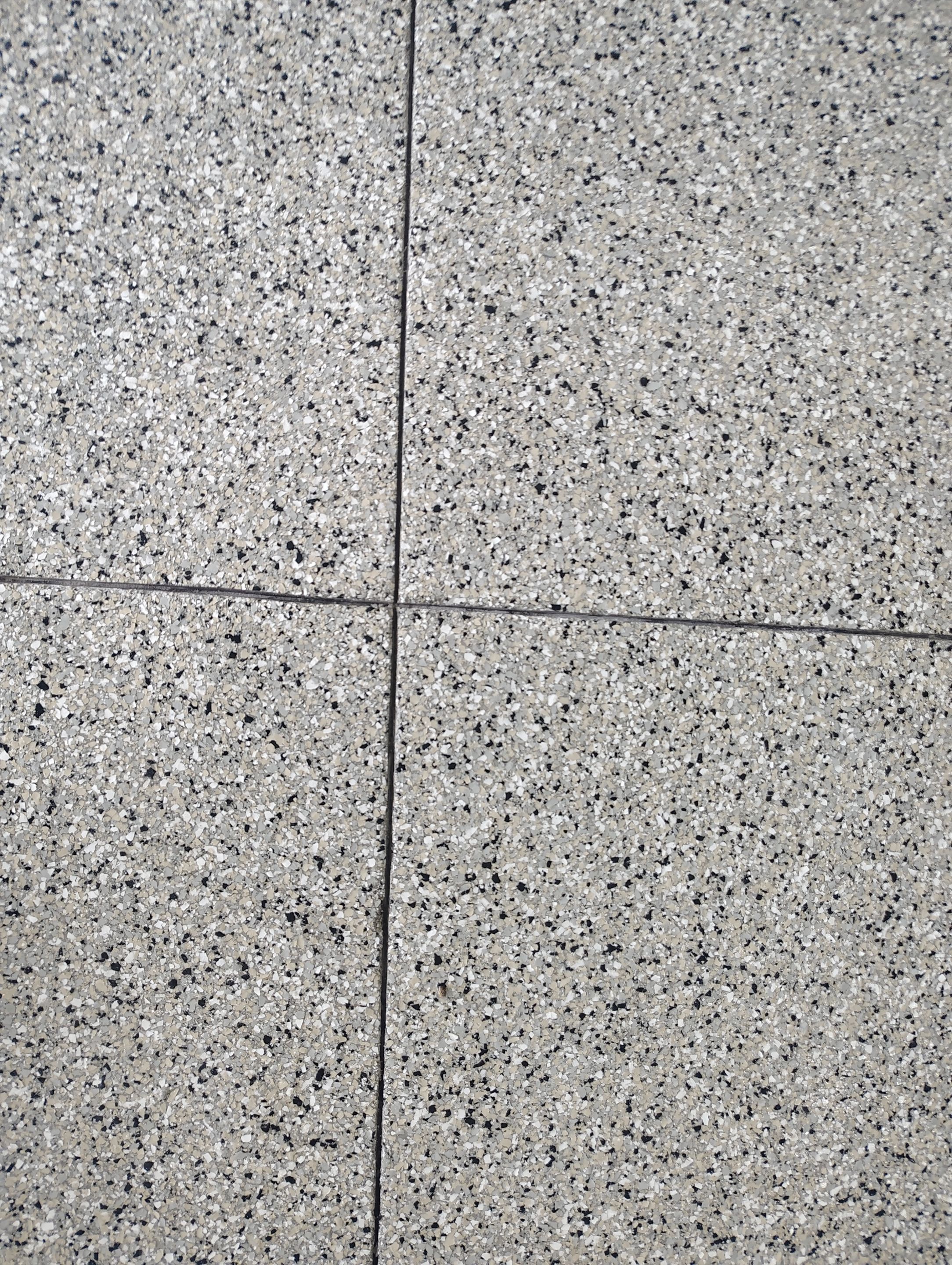 Gray and White Speckled Epoxy Garage Floor Coating in Tea by Select Painting, Coatings & Garage Cabinets
