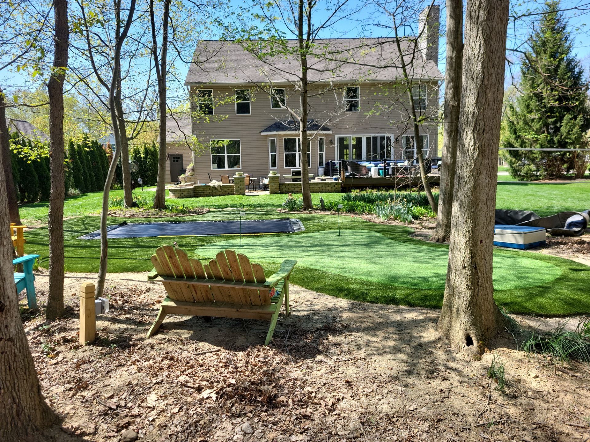 Green and Lawn around trampoline Galena, OH by Southwest Greens Midwest