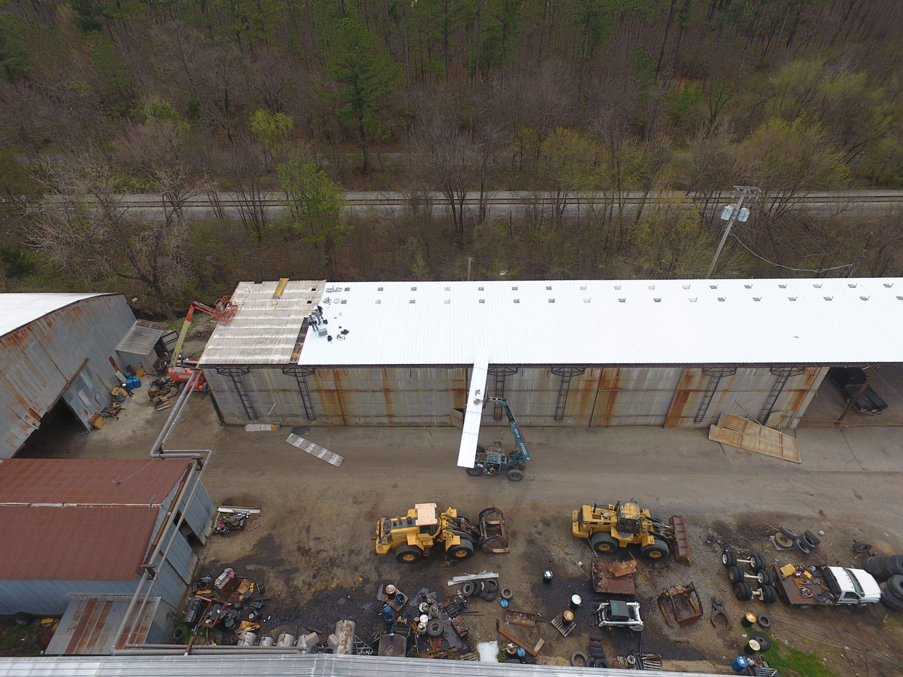 Commercial Roofing Installation using Aluminum Roofing panels by Hostetler Roofing