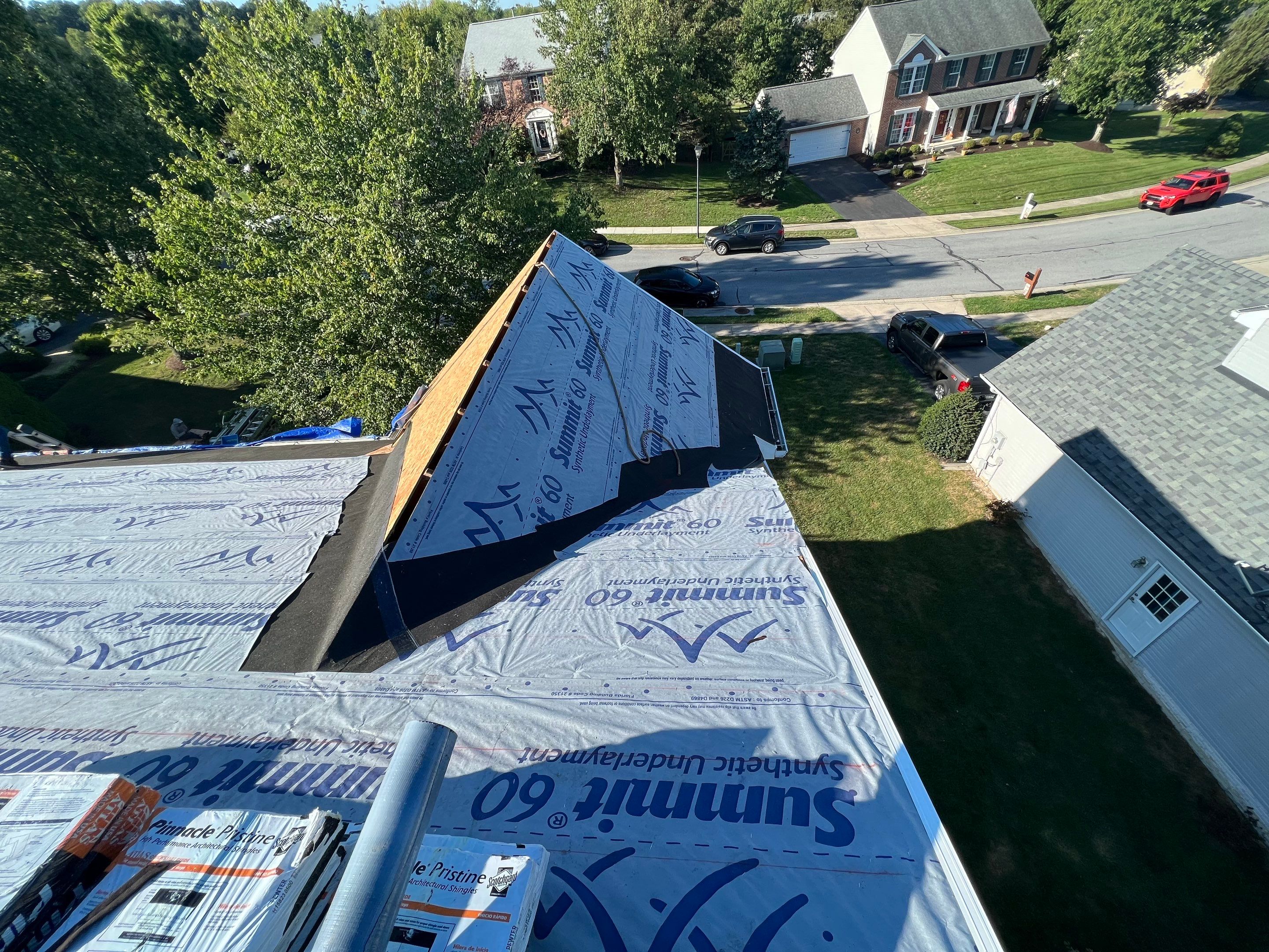 Residential Roofing Installation using Atlas Pinnacle Pristine Pewter Architectural Shingles by Frederick Roof Repair