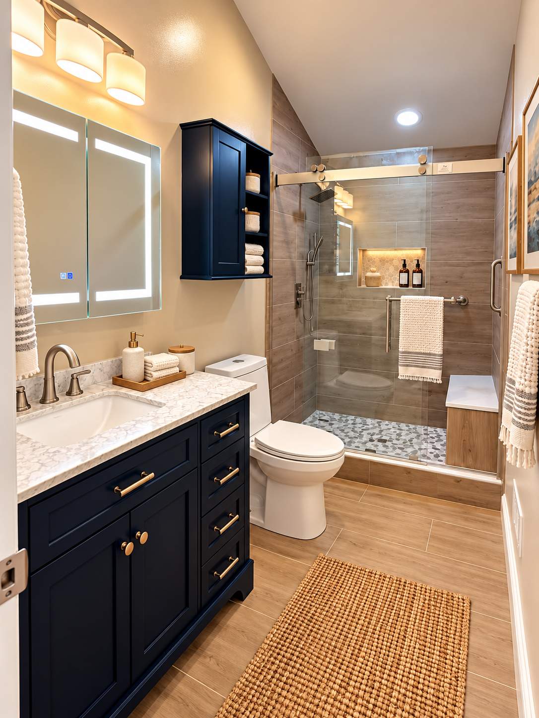Modern Tub to Shower Conversion with Wood-Look Tile in Monkton by Remodel Now