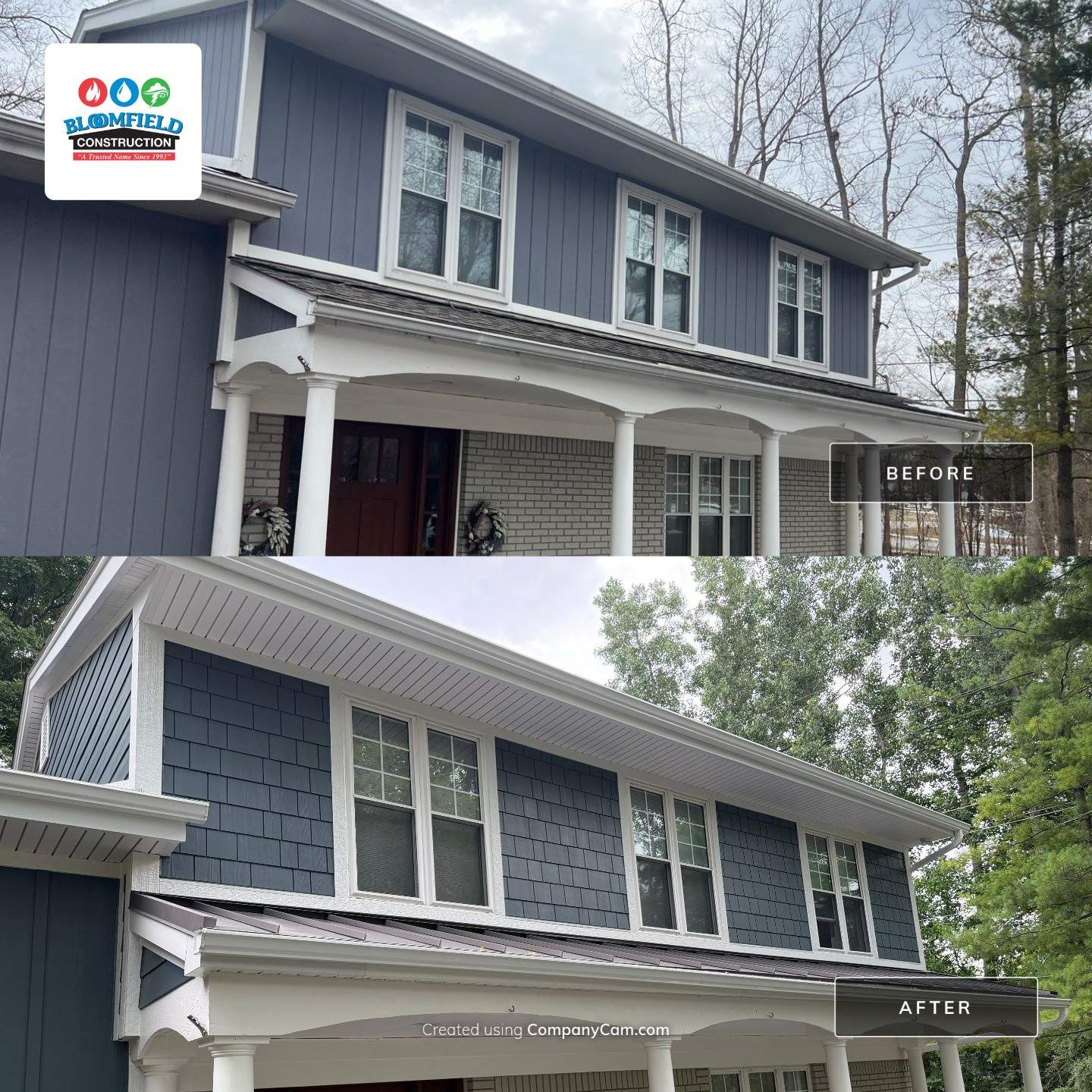 James Hardie Siding Replacement & Metal Roof by Bloomfield Construction & Restoration