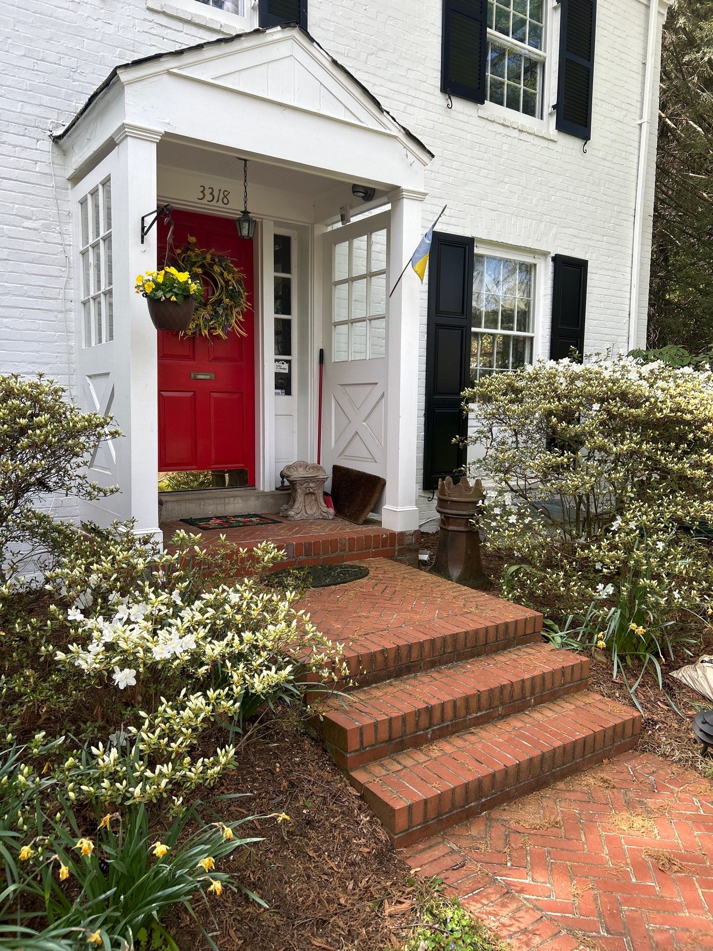 Custom Wrought Iron Handrails for Herringbone Brick Stairs in DC by Capitol Iron Works