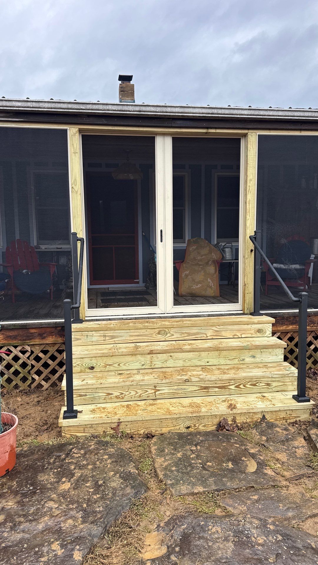 Renick Screened-In Porch Build with Custom Pressure-Treated Stairs by Walnut Hollow Decks & Outdoor Living