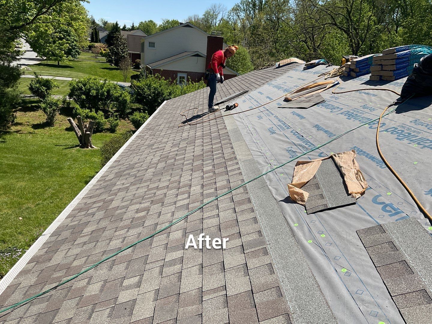 Residential Roofing Installation using Landmark Shingles Color Weatherwood by Alpha Design Services