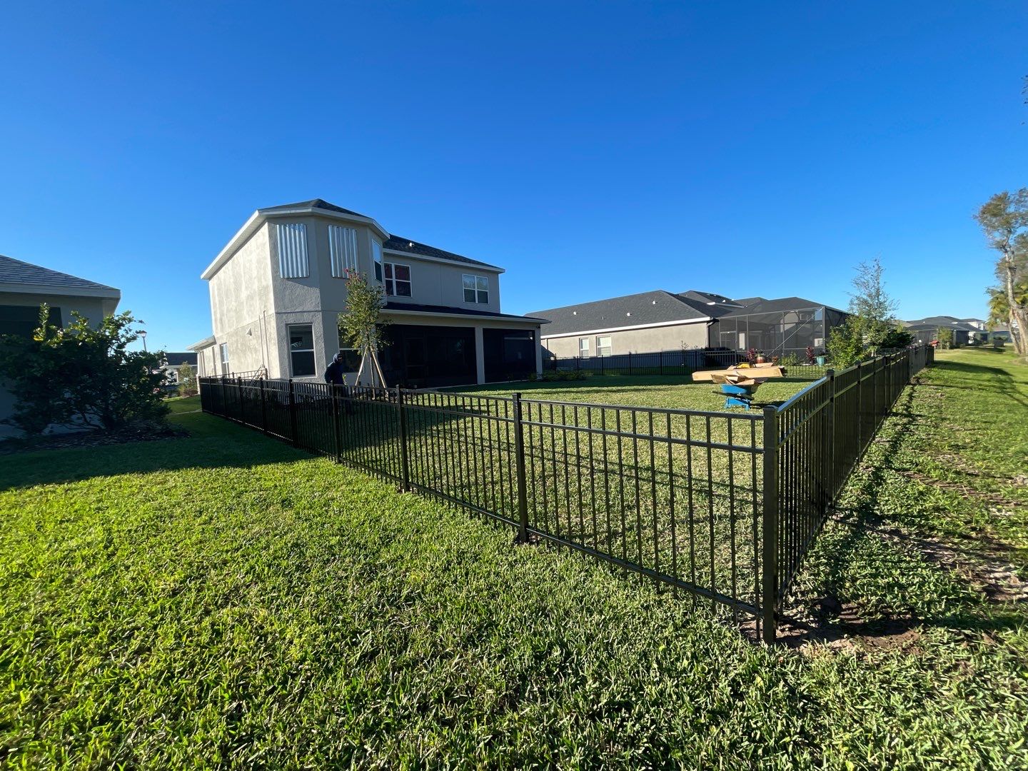 Aluminum Fence Installation using Black 3 Rail Aluminum Fence by Asap fence and gates, LLC