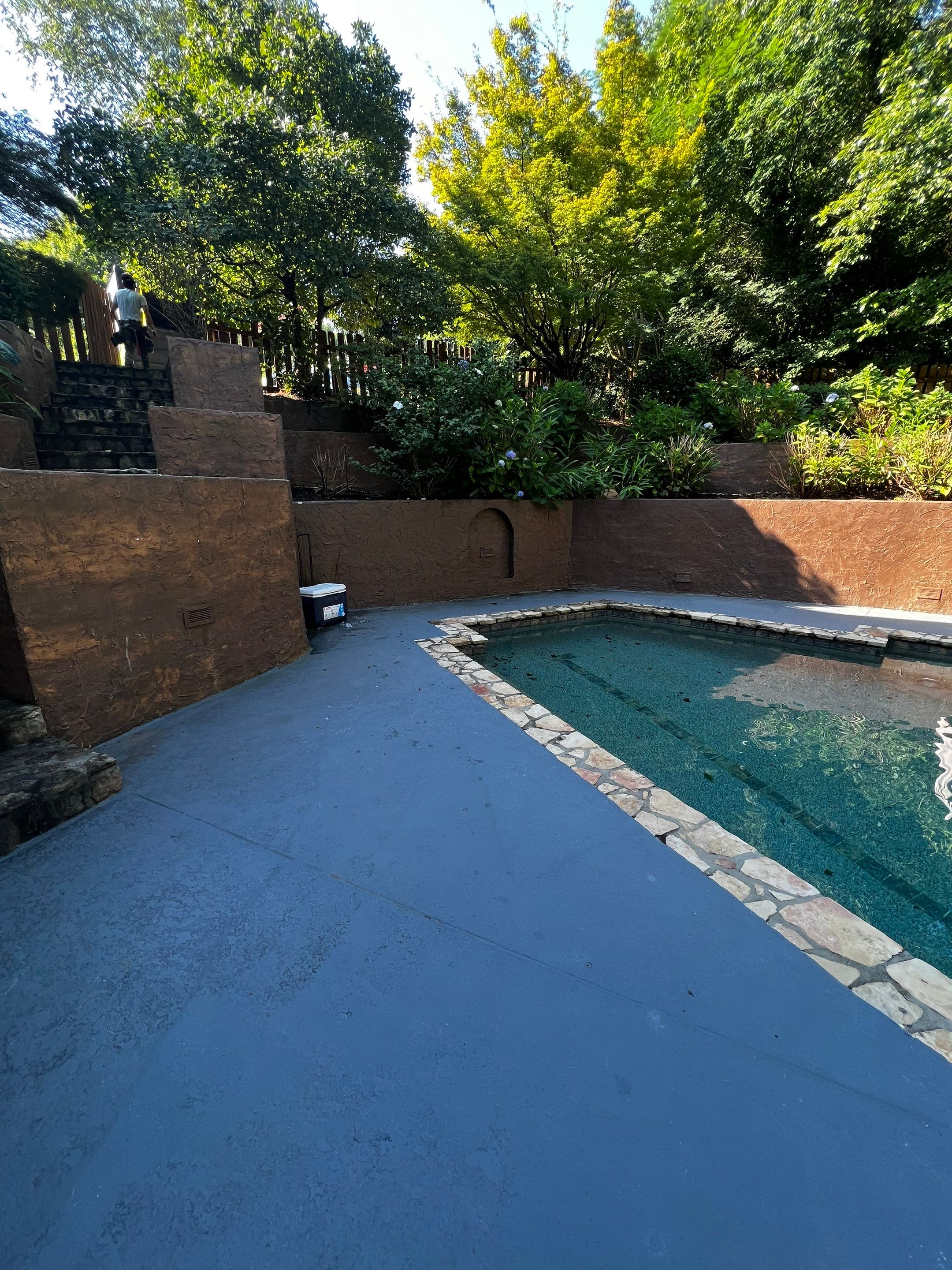 Atlanta Wooden Deck Restoration and Pool Concrete Staining Project by Swift Home Renovations