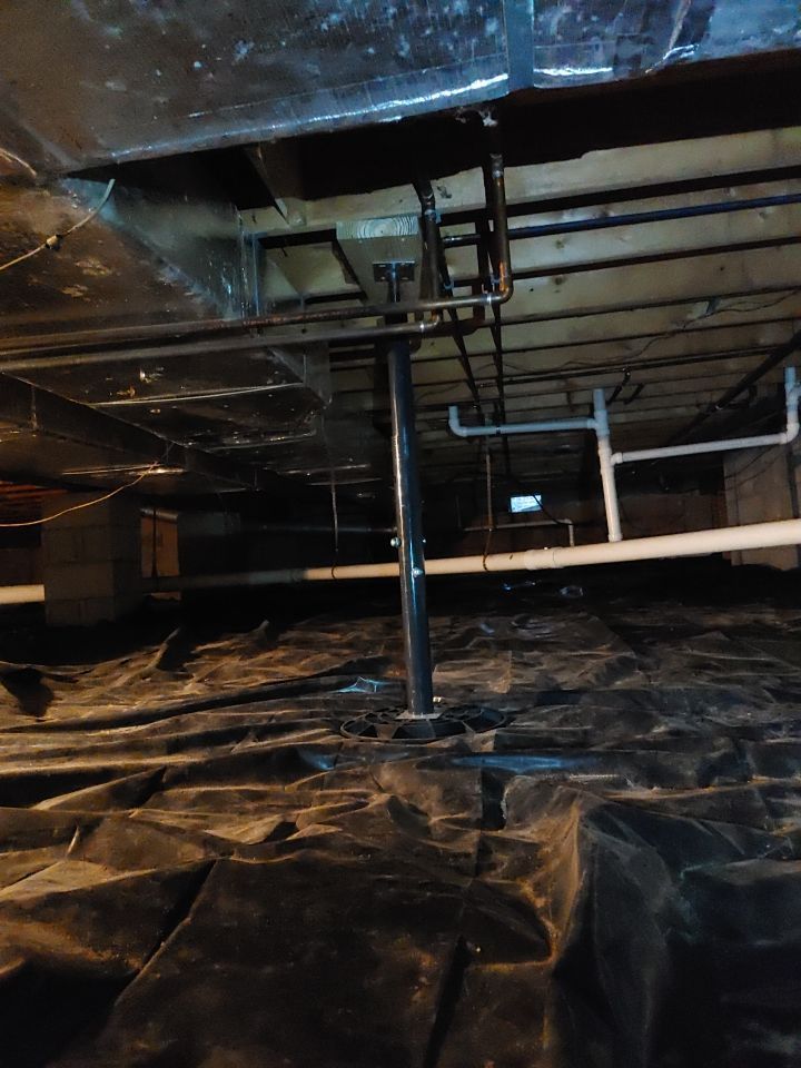 Crawl space encapsulation and Waterproofing using Structural Wood and Steel Reinforcements by Toledo Basement Repair 