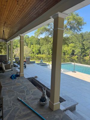 Exterior Column Refinishing and Interior Bedroom Painting in Monroe