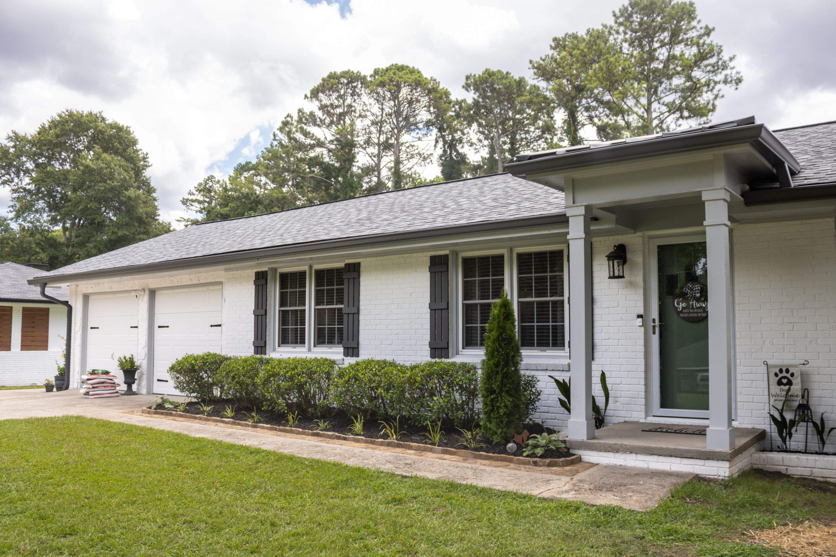 Portico Build with PVC Square Column Crafters Columns, Rotten Wood Replacement, and Exterior Painting by Nelson Exteriors