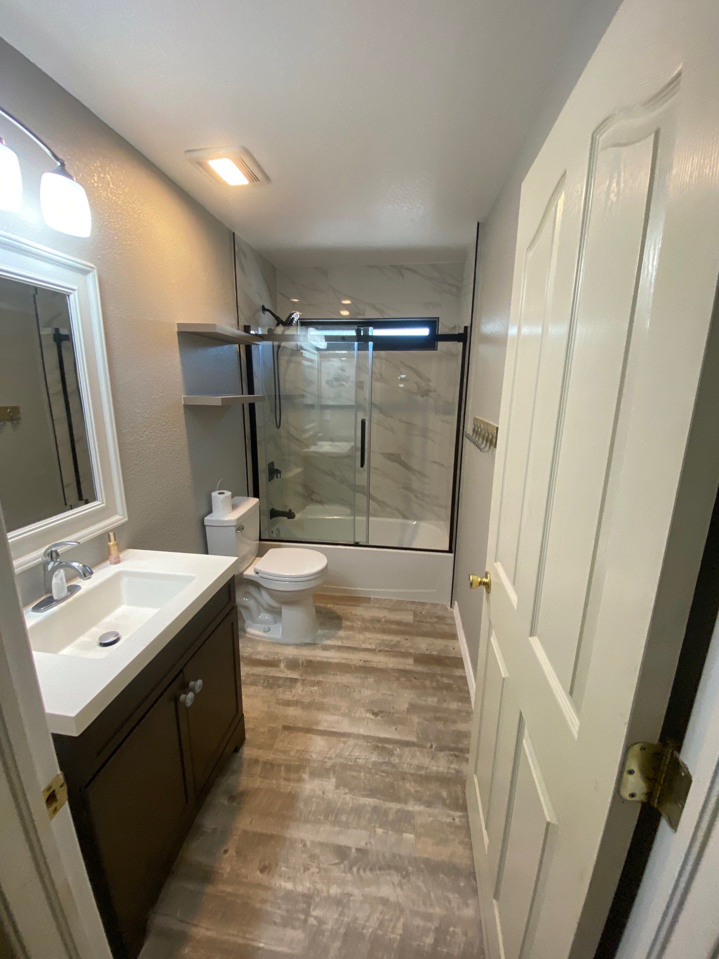 Bathroom Remodel with New Shower and Vanity by SC Remodeling