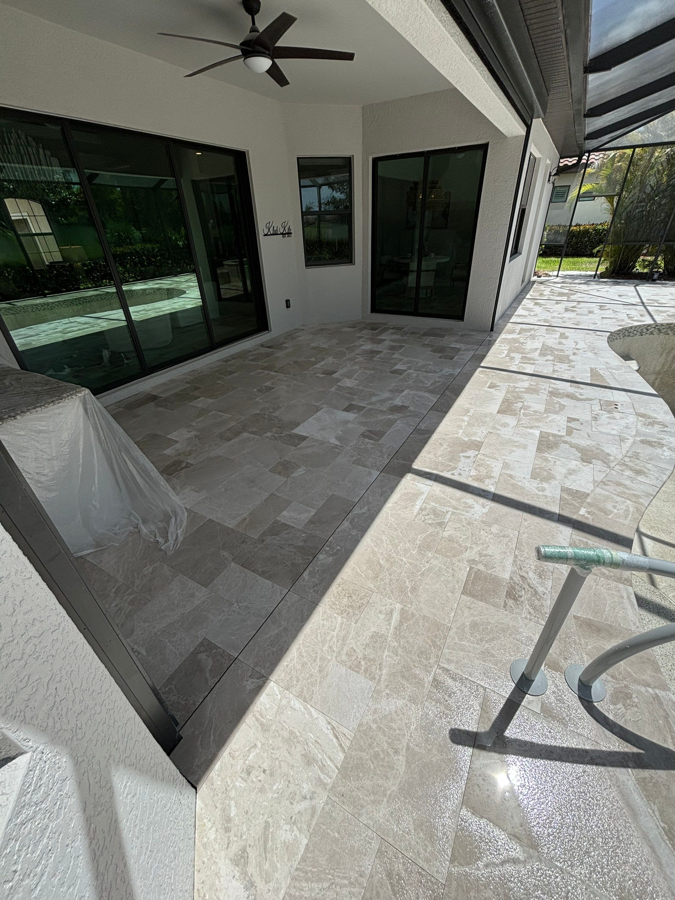 Textured Marble Pool Deck - Bonita National Country Club by Old Town Pavers Llc