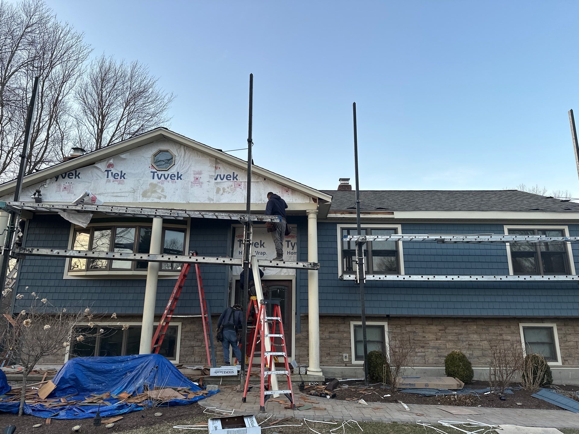 Residential Roofing Installation using Owens Corning Duration Driftwood Siding Installation Using Cedar Impressions Pacific Blue by A Plus Exterior