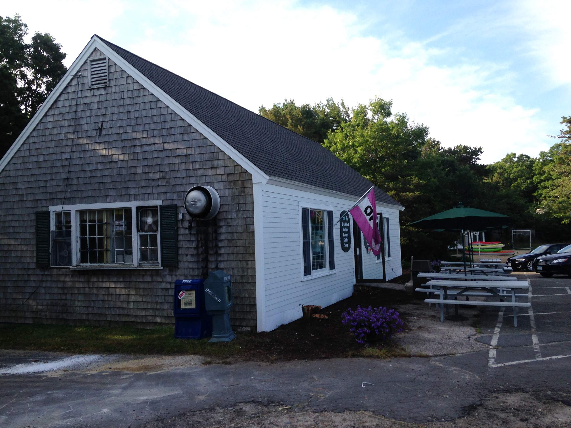 New Seamless Gutters are the finishing touch on the Picnic Box in Mashpee, MA by Gutter Pro Enterprises