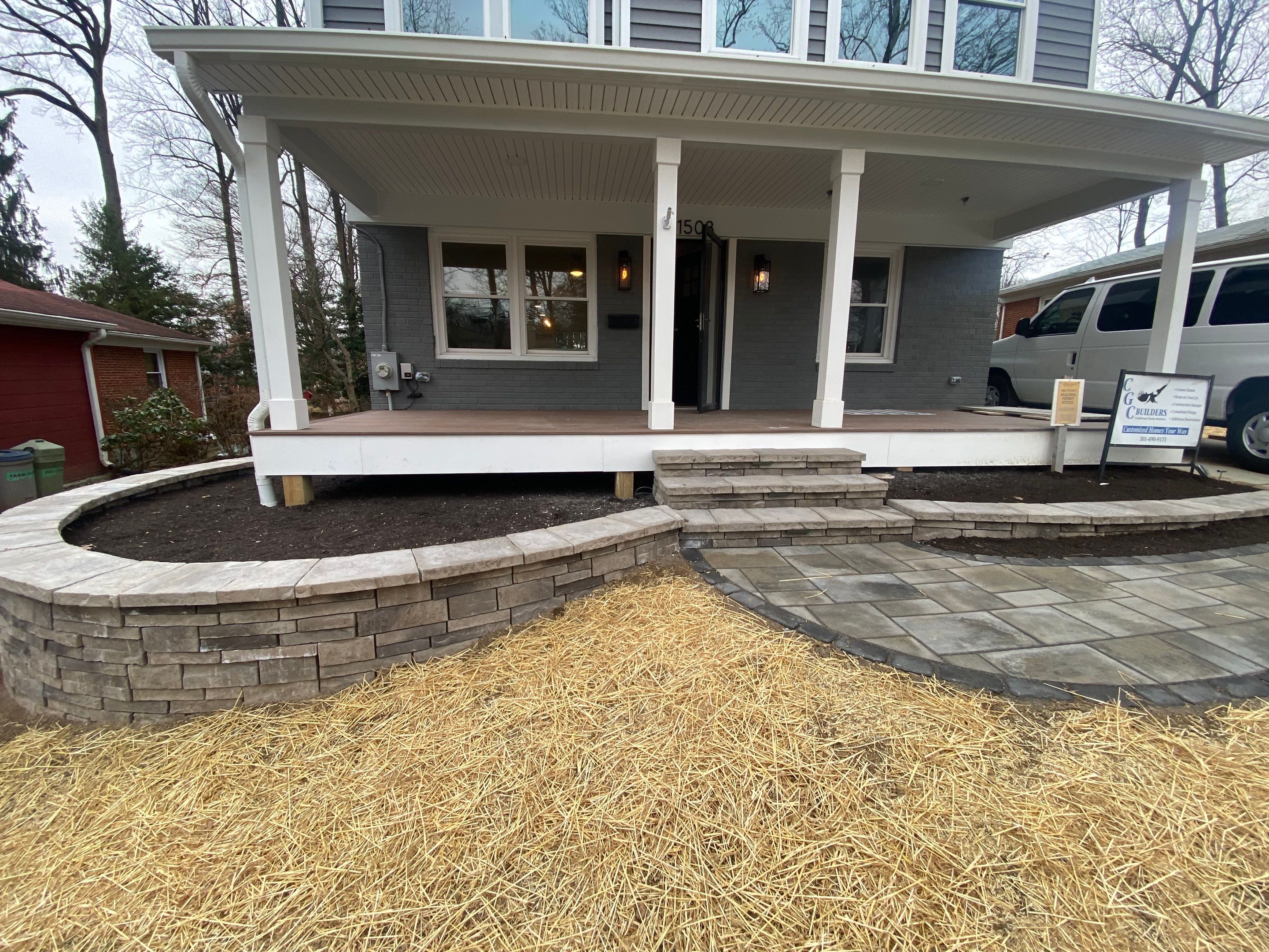 Retaining wall, walkway, small patio and landscape install by The Smet Companies, LLC