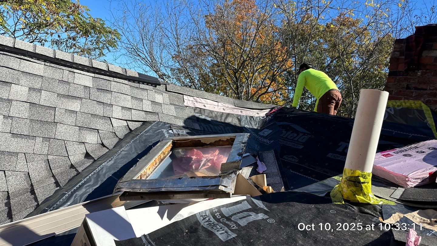 Full Roof & Porch EPDM Replacement with Skylight and Chimney Repairs by Mighty Dog Roofing of Greater Middlesex County